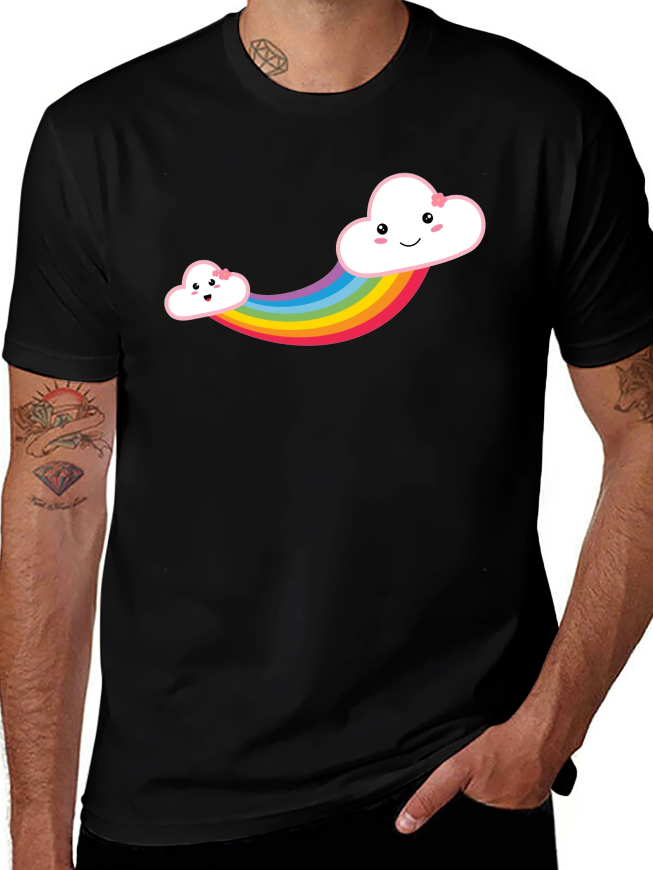 Variant 4 of Cute Rainbow Cloud Graphic Tee - Soft Cotton Comfort