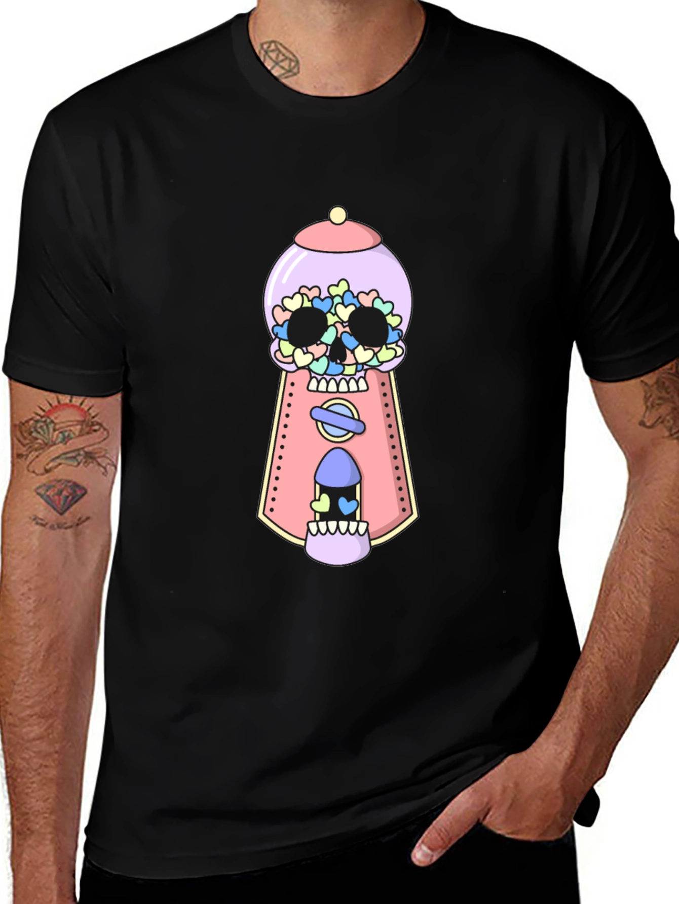 Variant 30 of Gumball Skull Graphic Tee - Unique Halloween Style