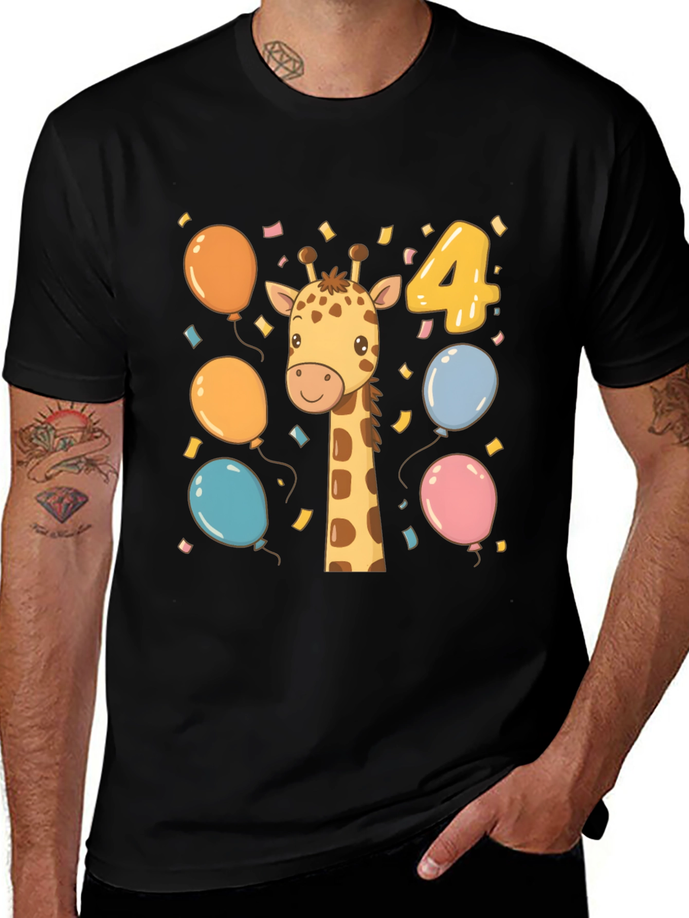 Variant 12 of Cute Giraffe 4th Birthday Kids T-Shirt
