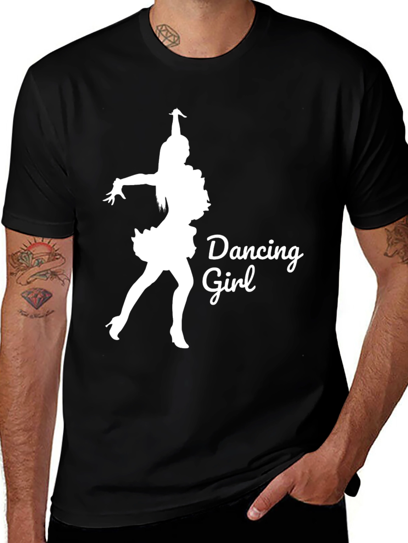 Dancing Girl Black T-Shirt - Stylish Graphic Tee