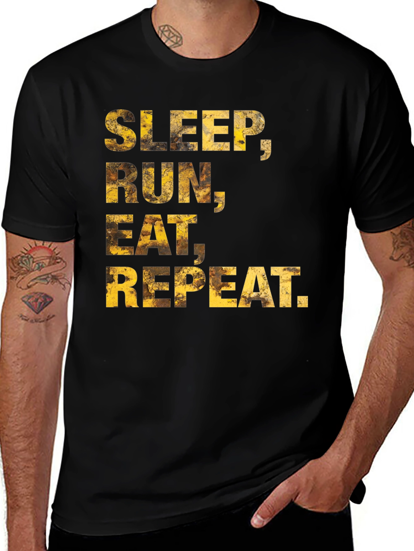 Variant 9 of Sleep Run Eat Repeat Men's Black Graphic Tee
