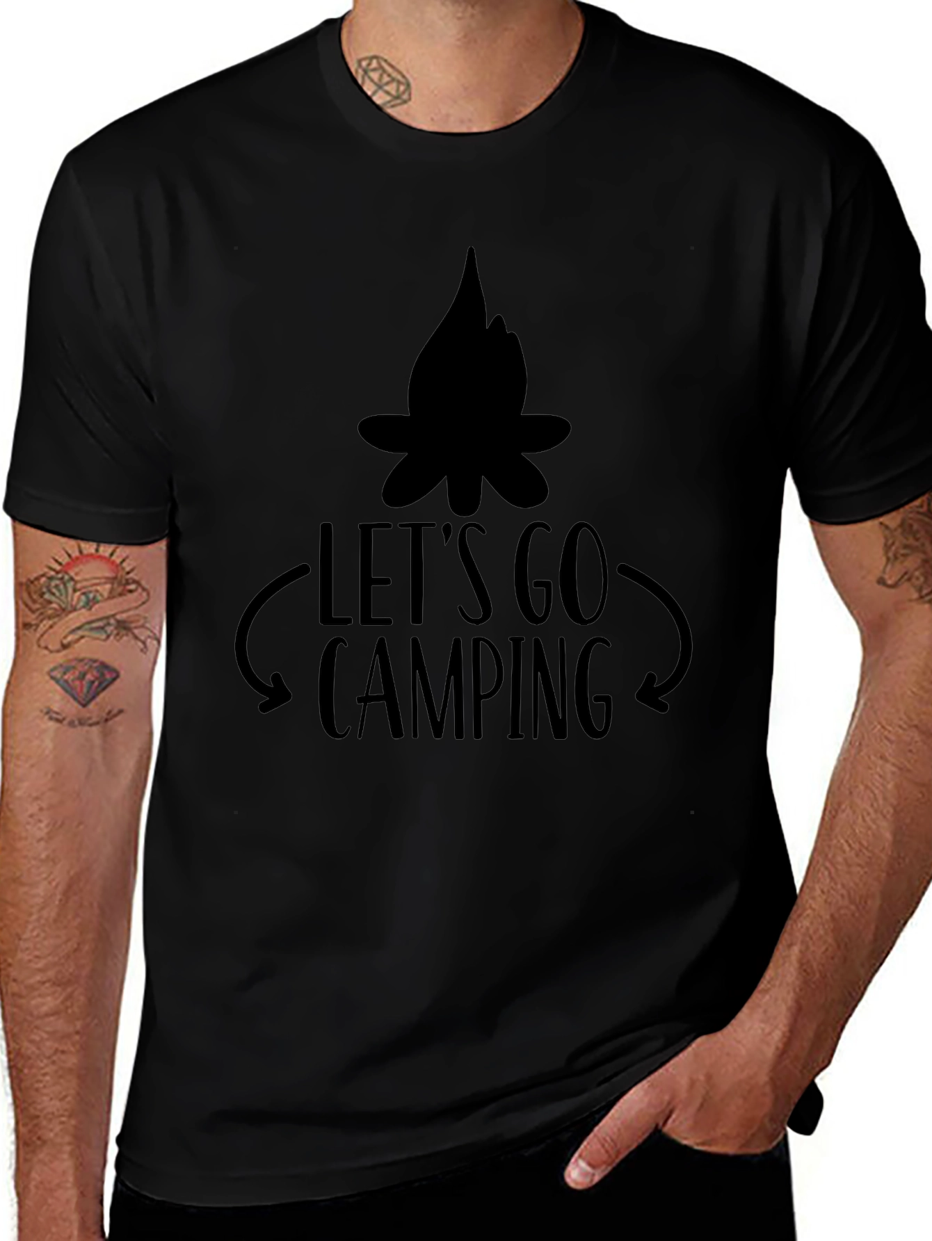 Variant 30 of Let's Go Camping Graphic Tee - Black