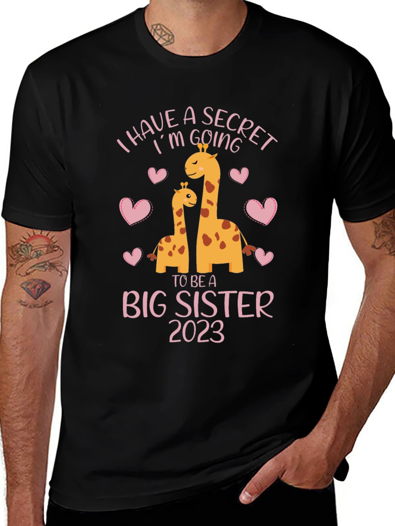 Big Sister 2023 Giraffe Pregnancy Announcement T-Shirt