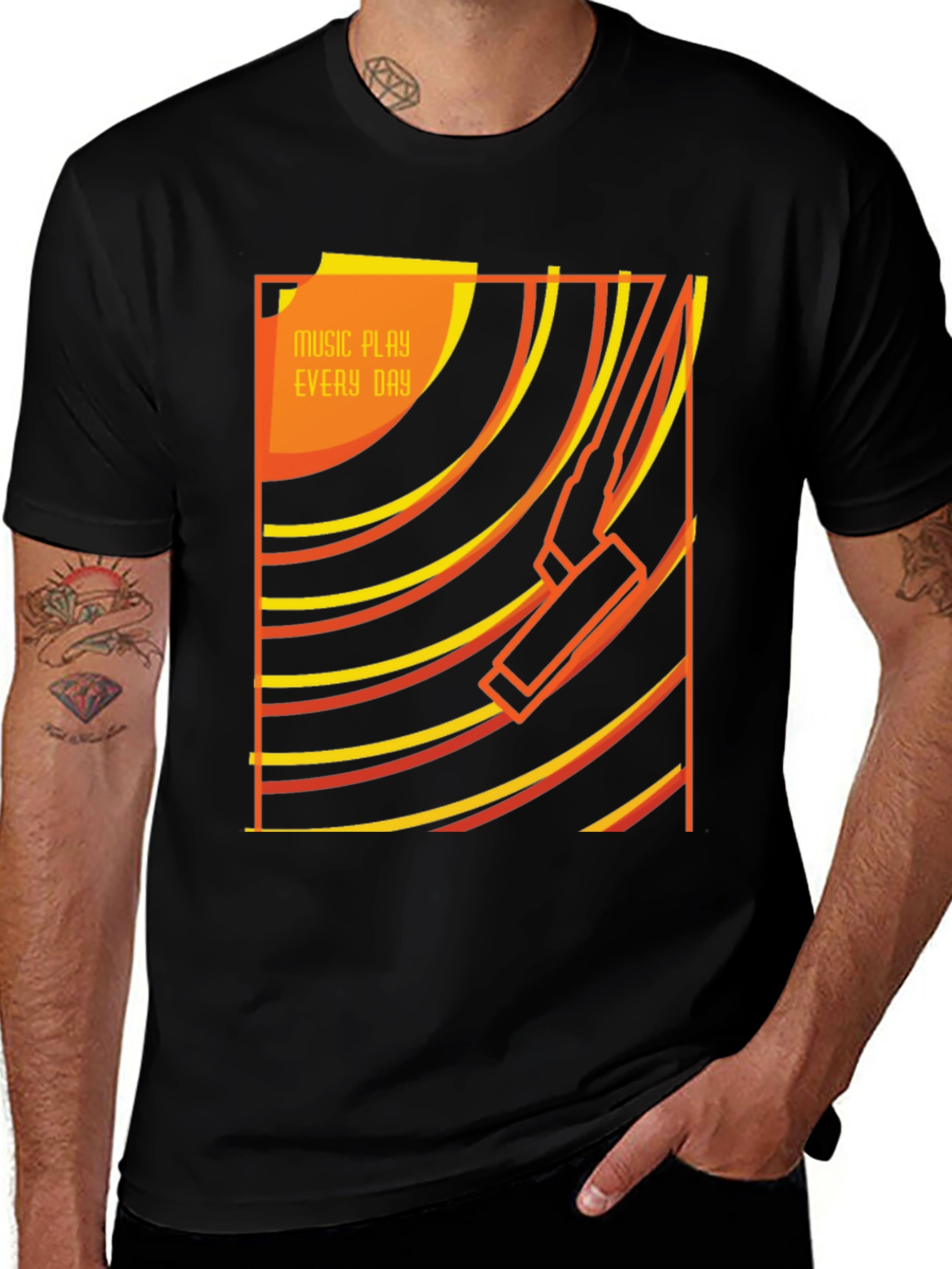 Variant 3 of Retro Music Player Black T-Shirt