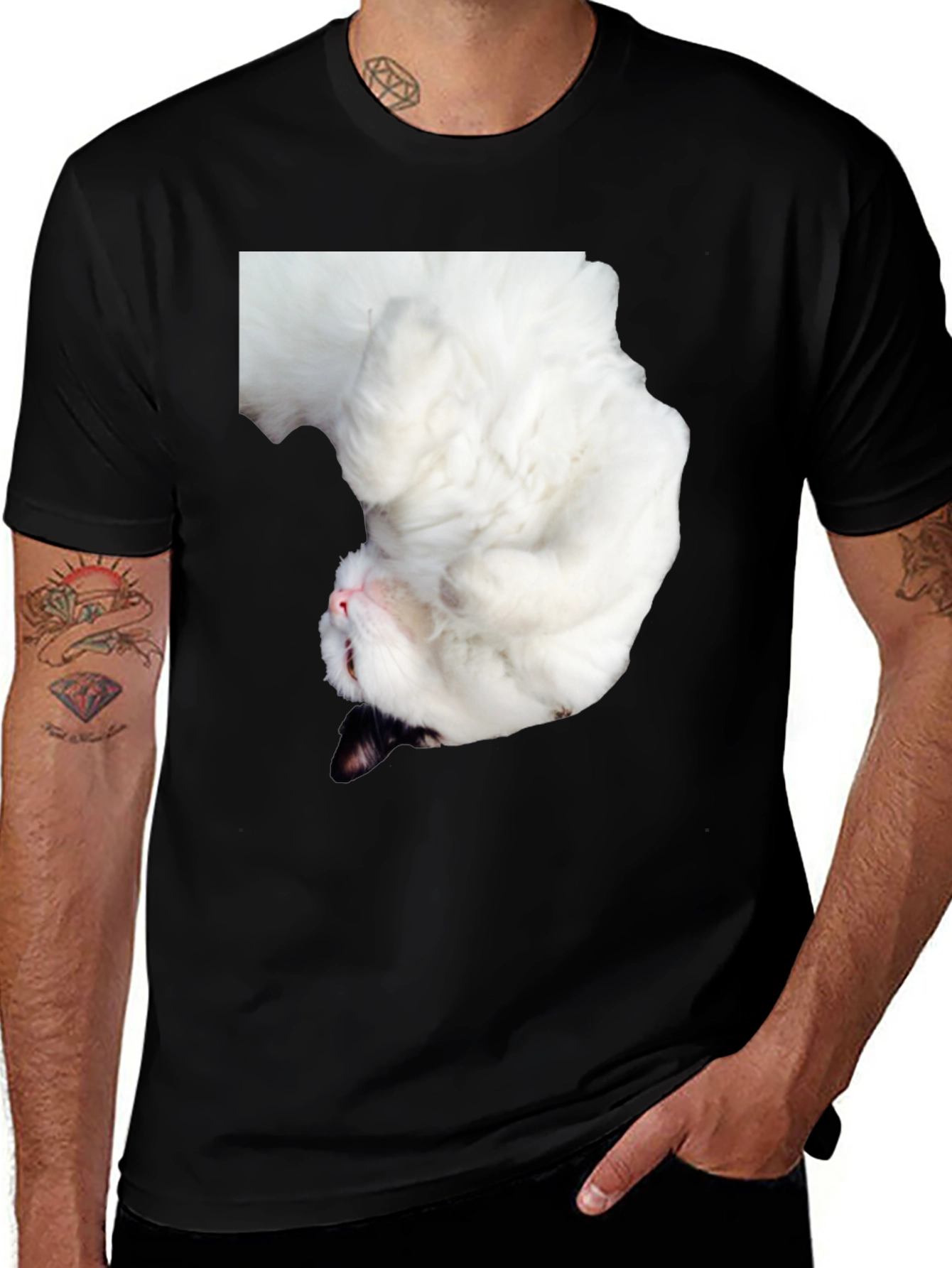 Variant 25 of Upside Down Cat Graphic T-Shirt