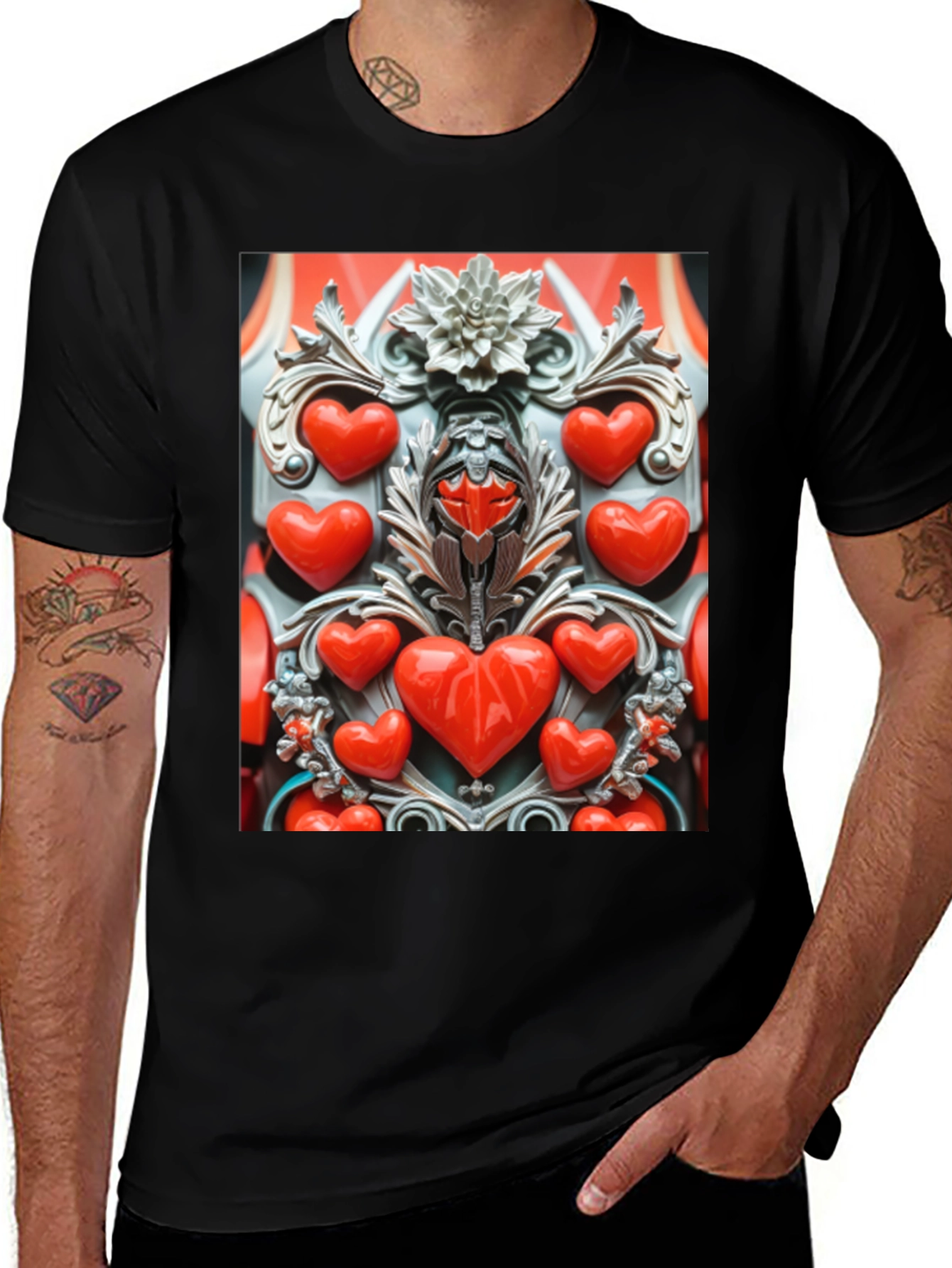 Variant 13 of Heart Ornate Art Black T-Shirt