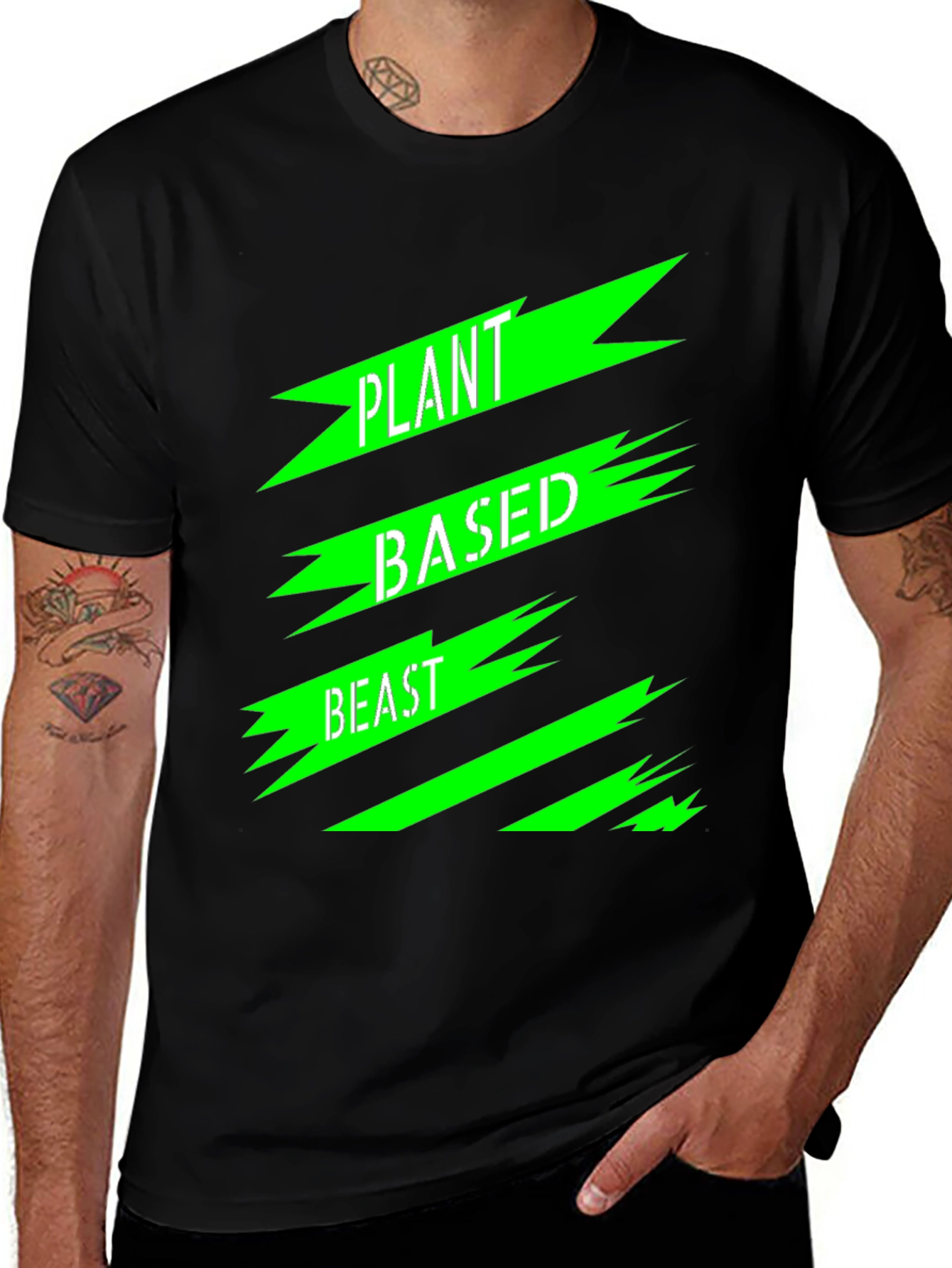Variant 20 of Plant Based Beast Graphic T-Shirt - Black
