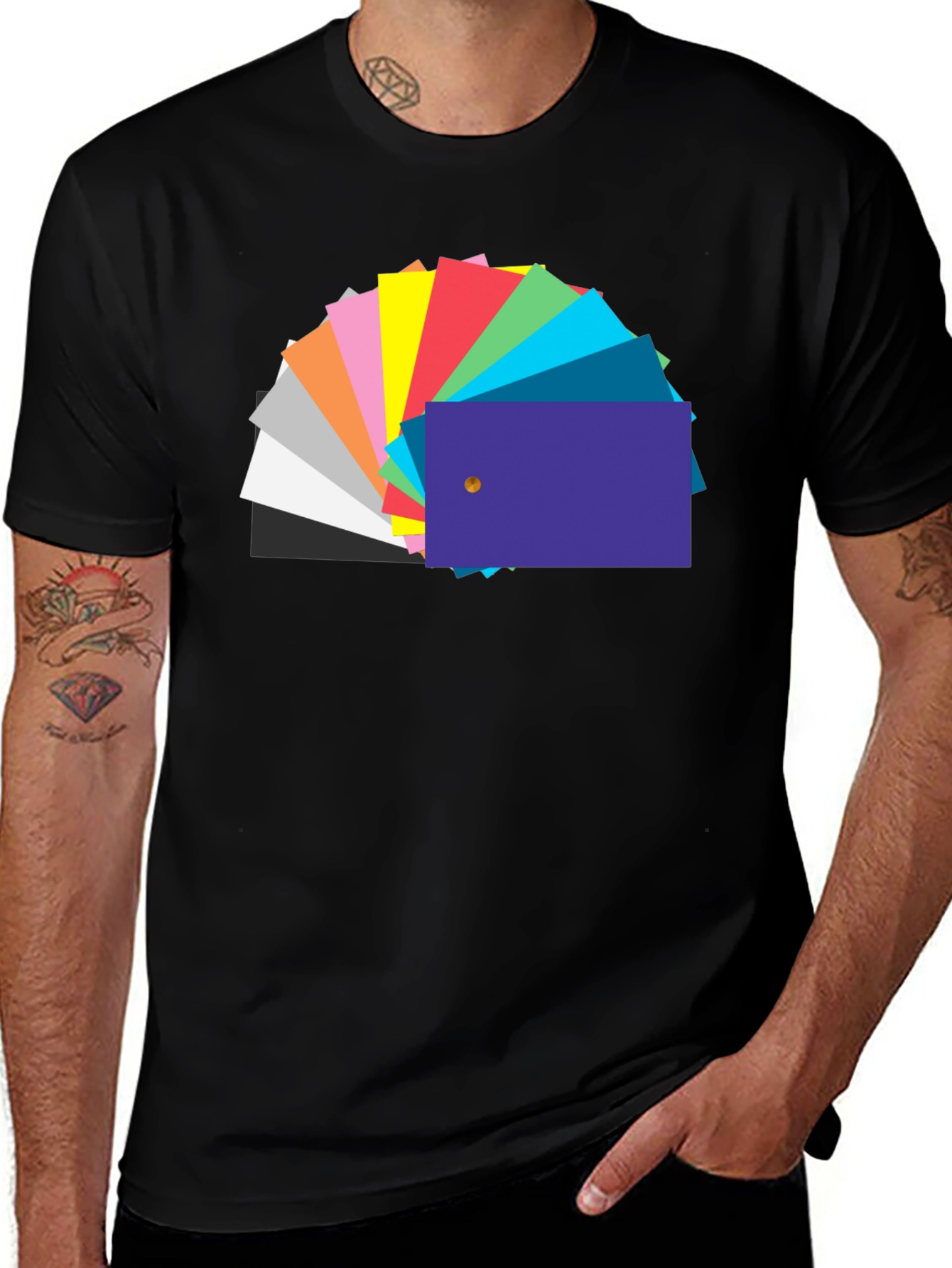 Variant 20 of Color Palette Fan Graphic Tee - Modern Art Shirt