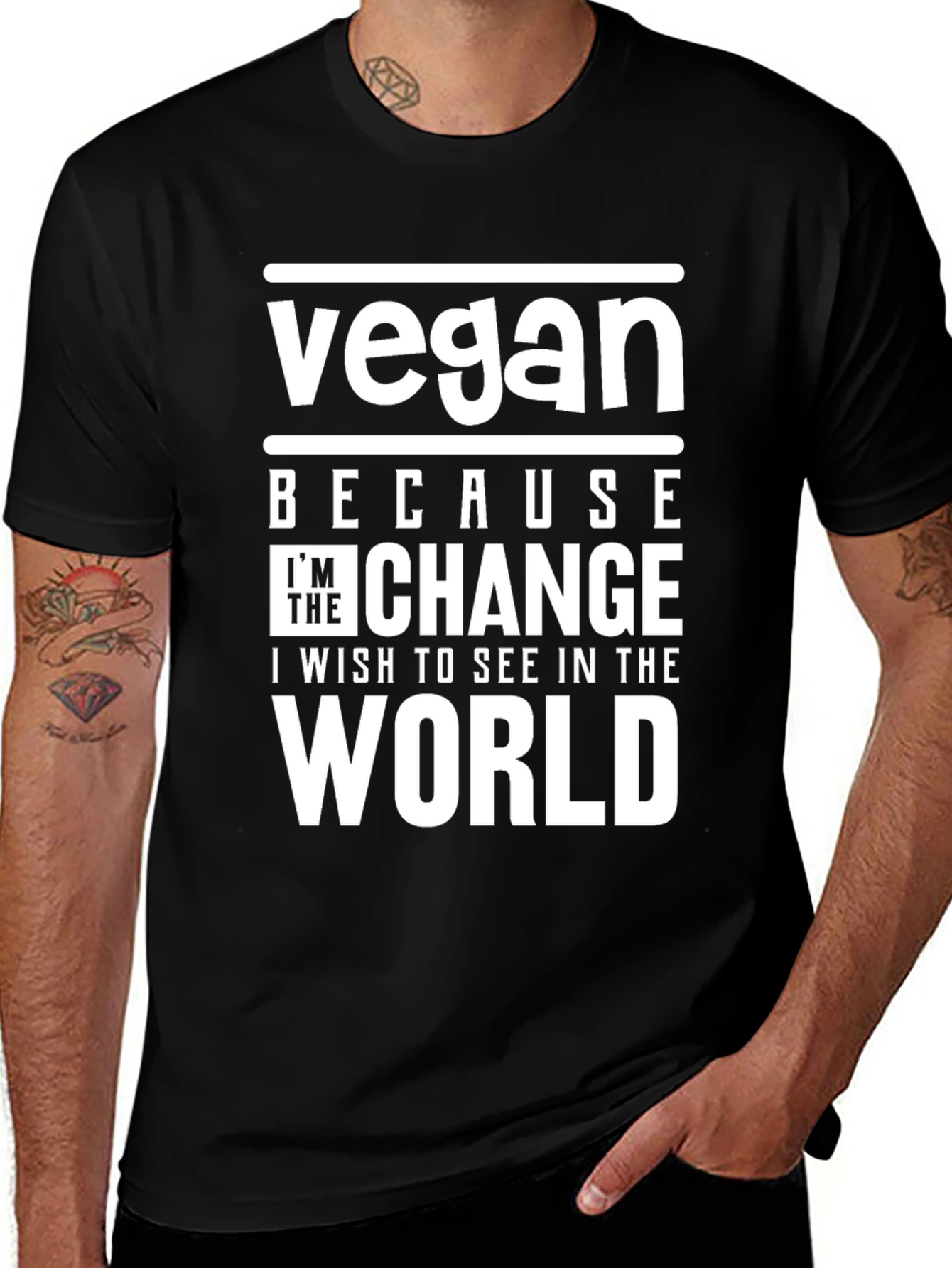 Variant 21 of Vegan Because I'm The Change T-Shirt