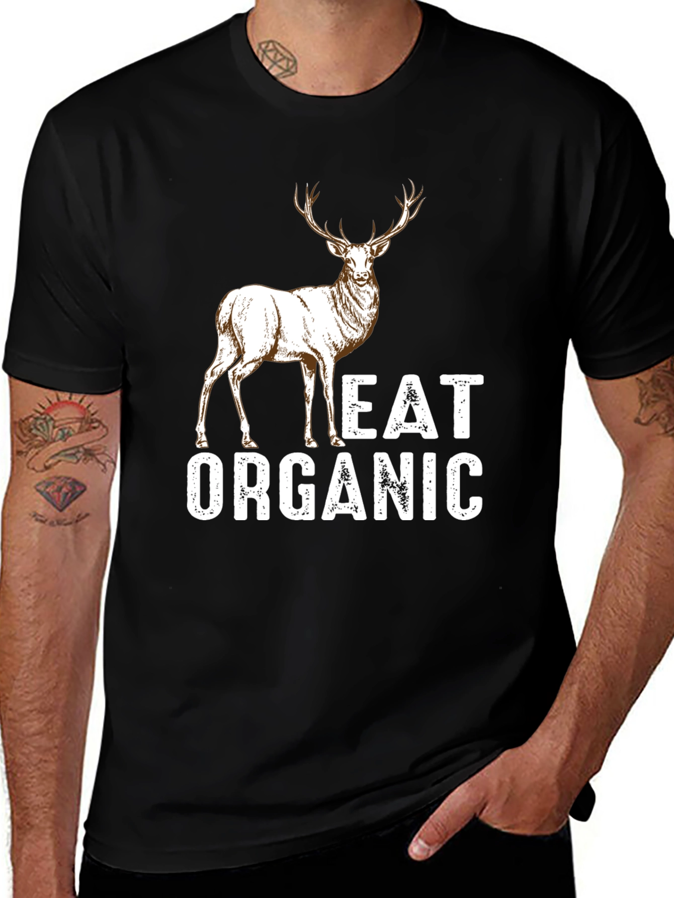 Variant 2 of Eat Organic Deer Graphic T-Shirt - Mens