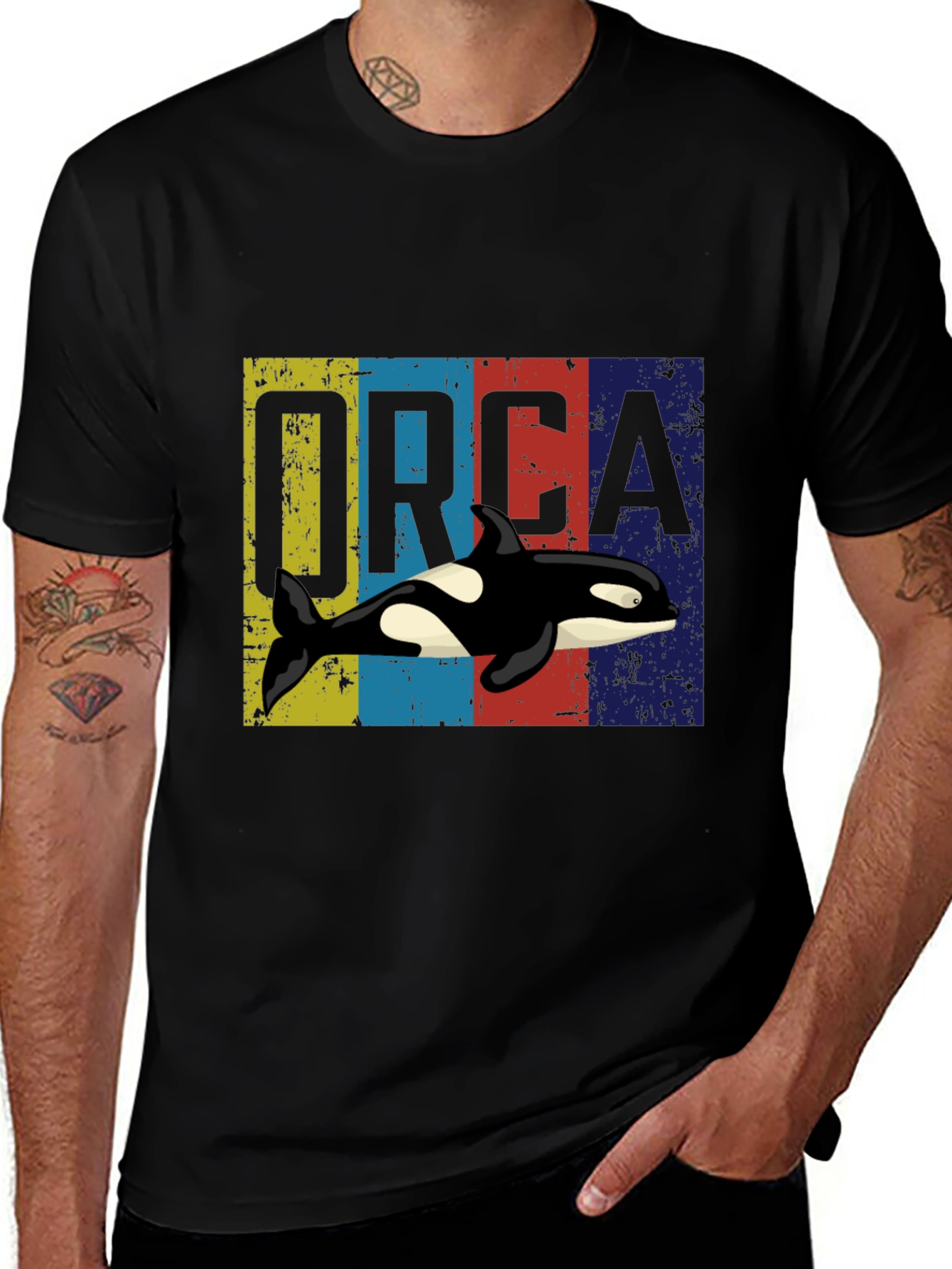 Variant 13 of Orca T-Shirt Vintage Style Retro Killer Whale Tee