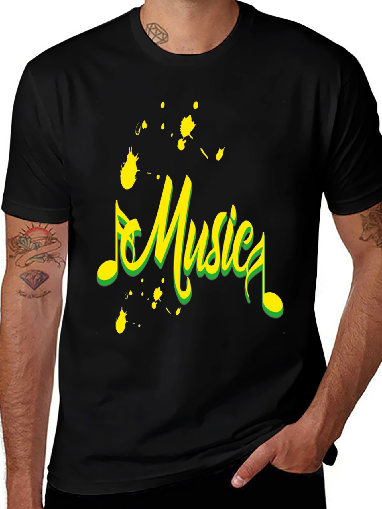Variant 6 of Music Design Black Cotton T-Shirt
