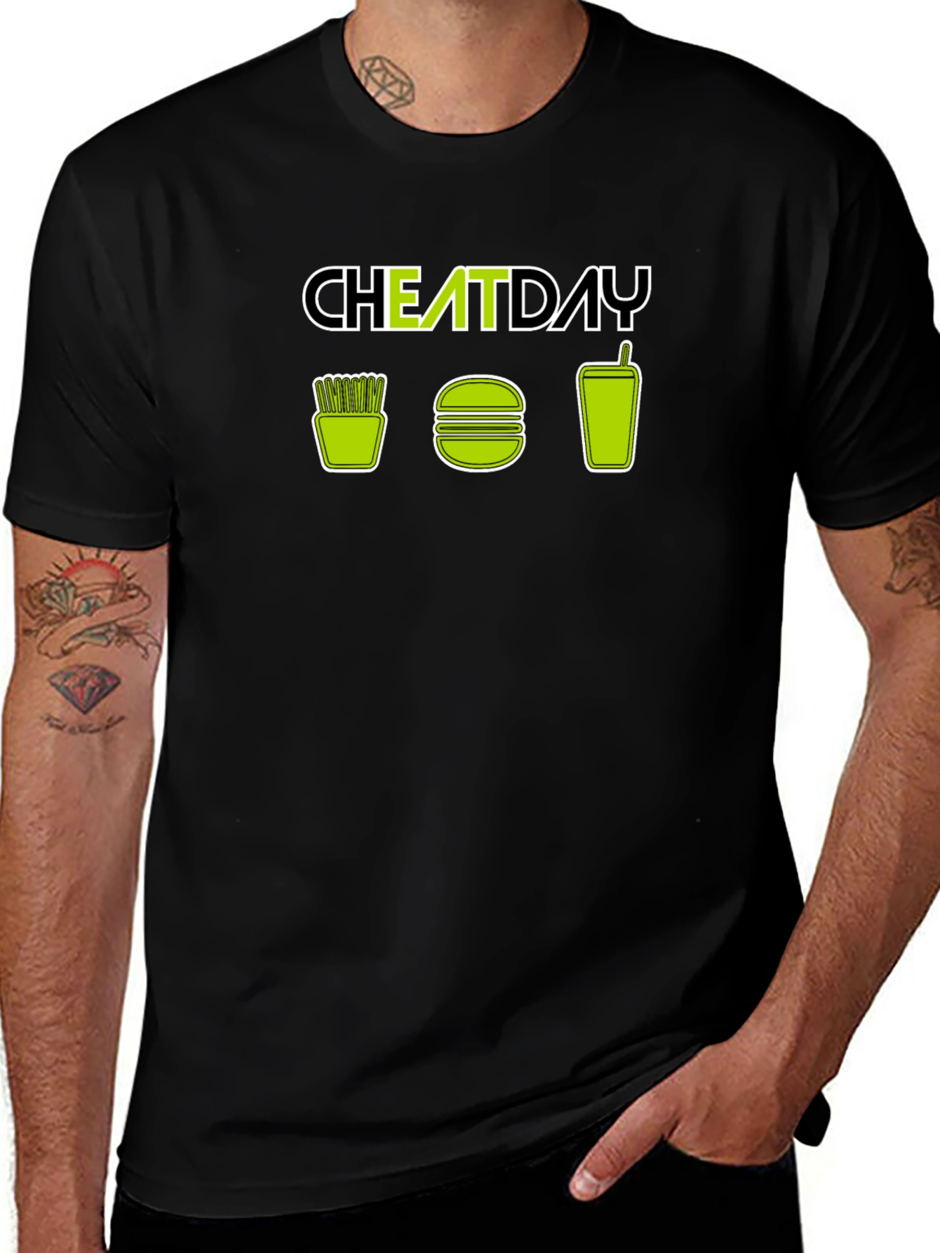 Cheat Day T-Shirt - Fries, Burger, Soda Design