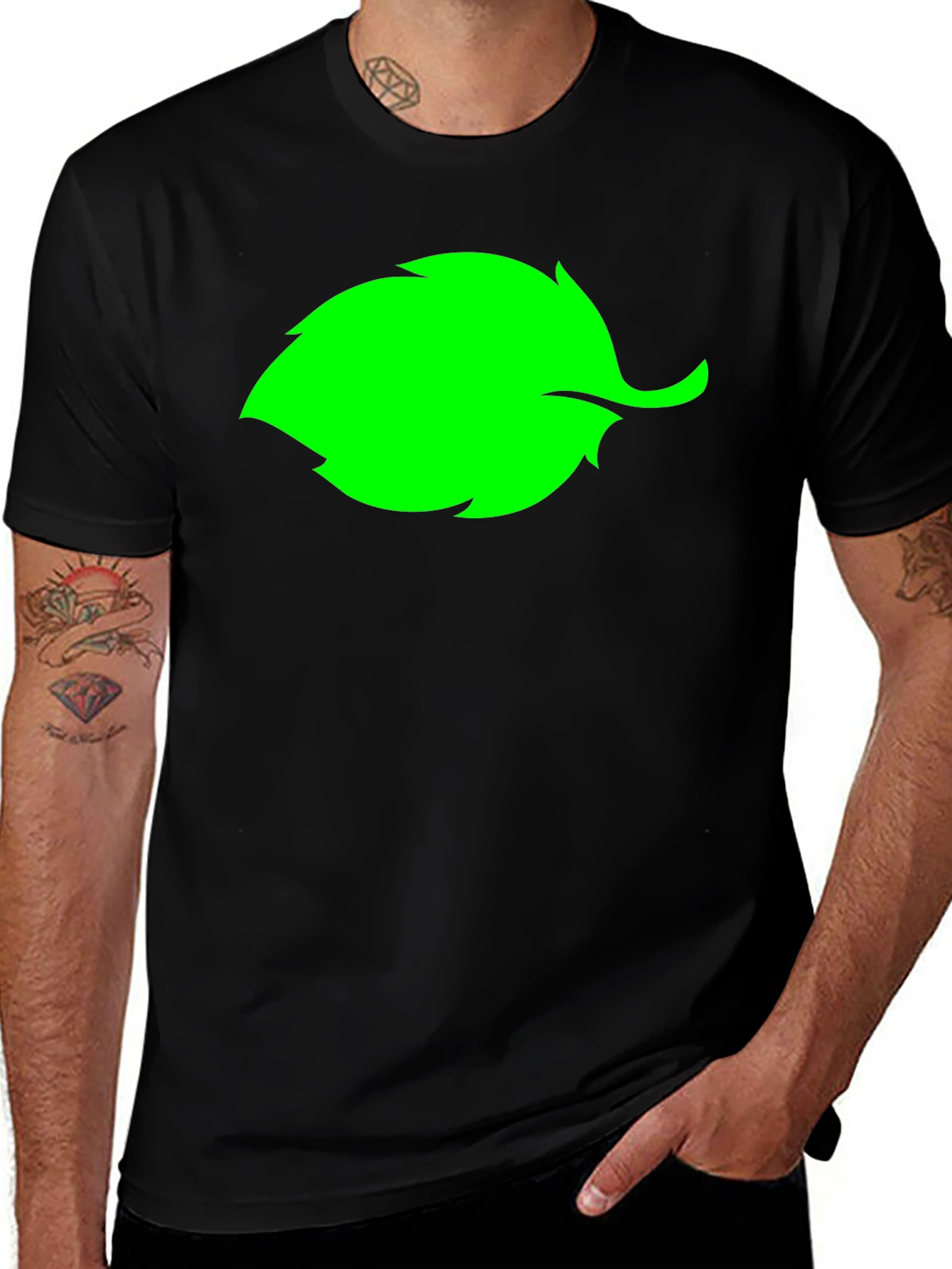 Variant 14 of Green Leaf Graphic T-Shirt - Casual Comfort
