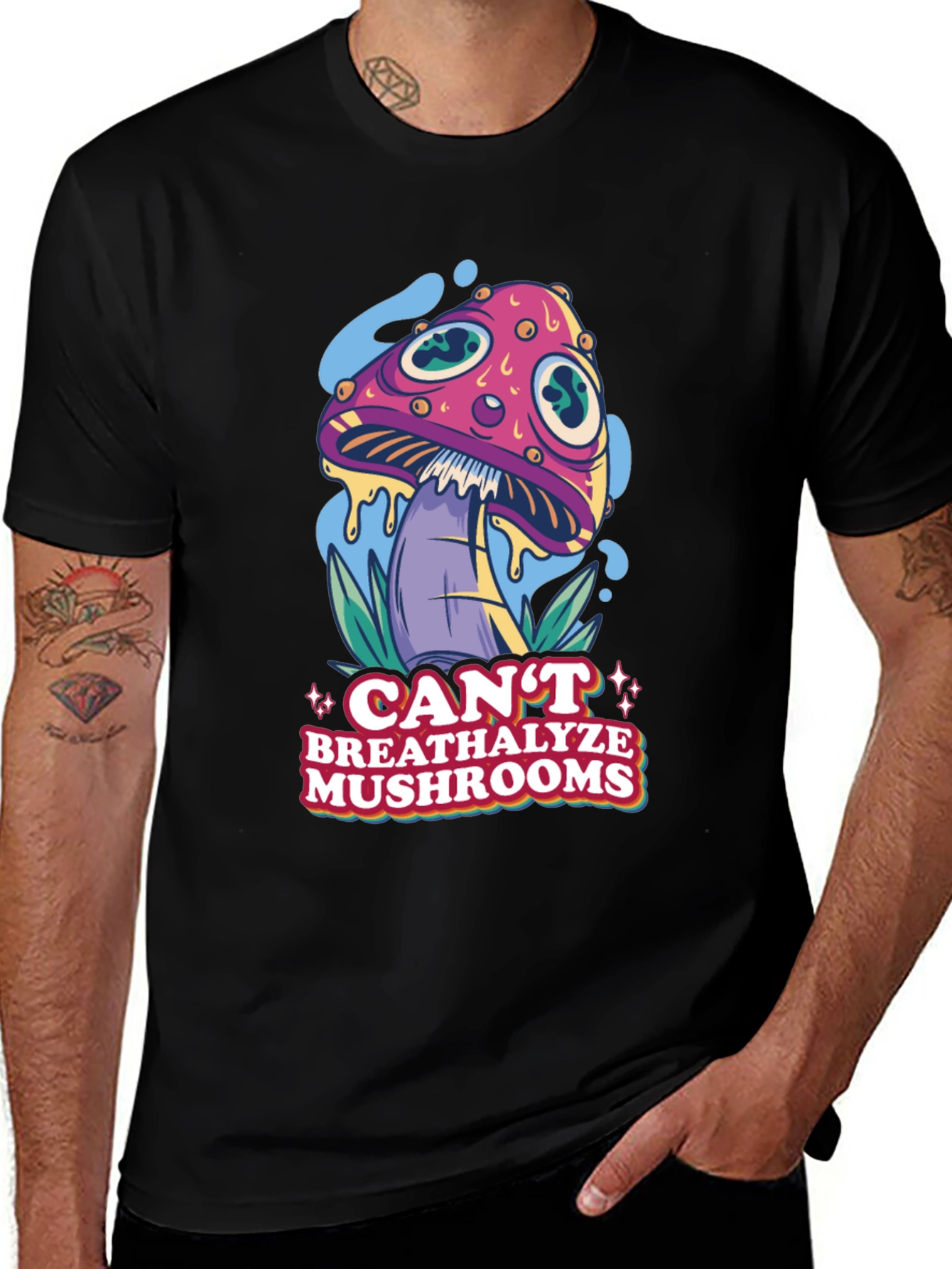 Variant 10 of Can't Breathalyze Mushrooms Graphic T-Shirt