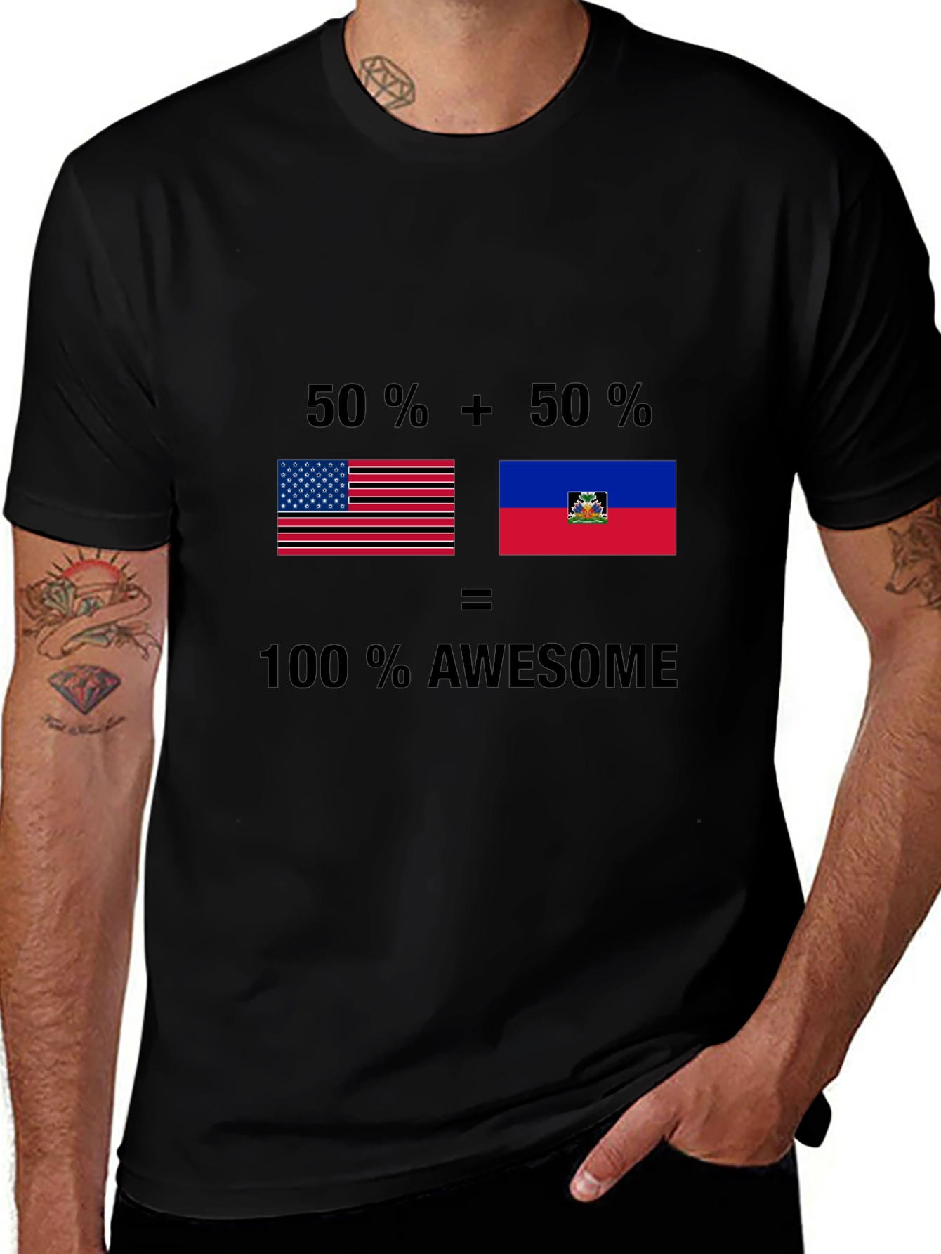 Variant 16 of USA & Haiti Pride T-Shirt - Awesome Fusion Tee