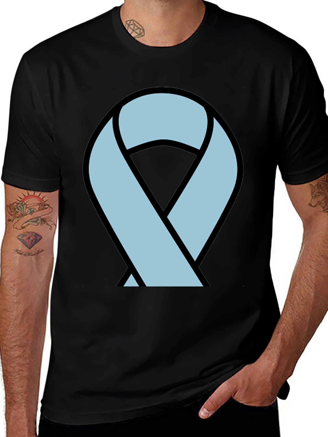 Variant 4 of Awareness Ribbon Graphic Tee - Black Casual T-Shirt