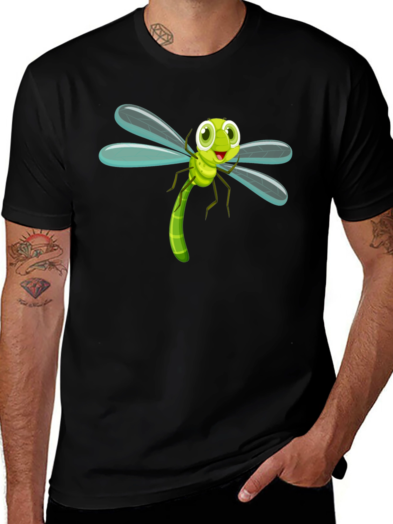Variant 24 of Dragonfly Cartoon Graphic Tee - Fun Insect Shirt