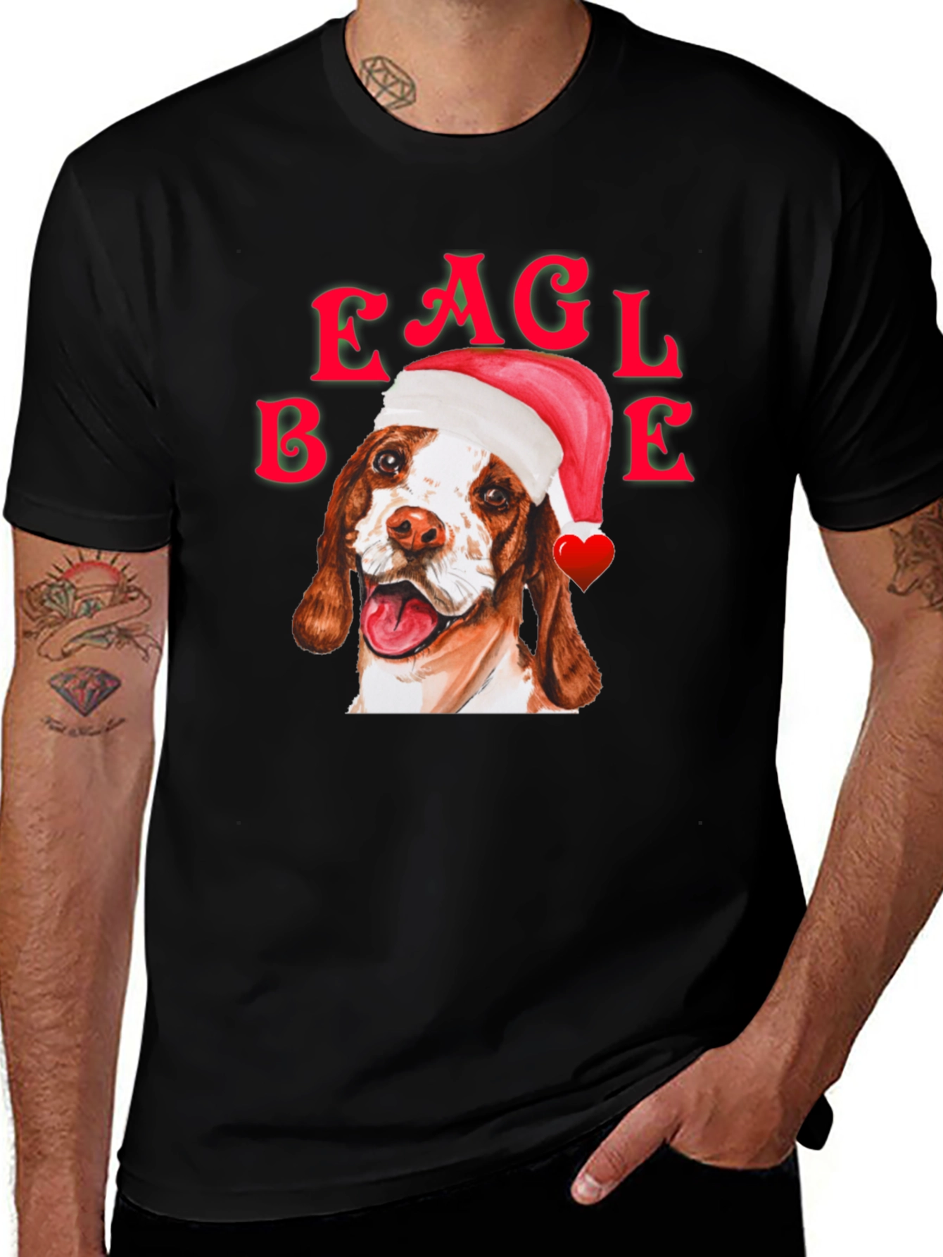 Black Eagle Beagle Christmas Dog T-Shirt main image
