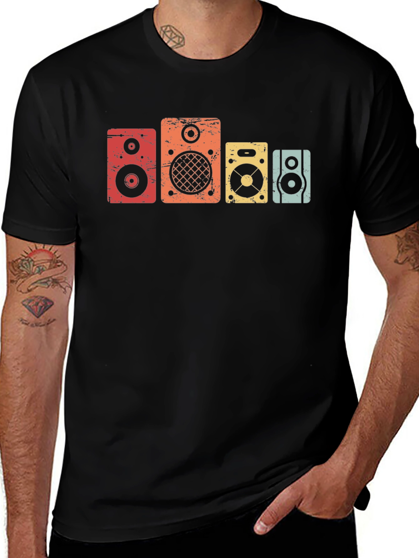 Variant 16 of Retro Speaker Graphic Tee - Black Cotton T-Shirt