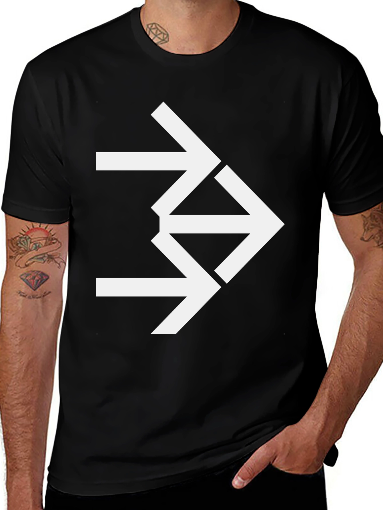 Variant 17 of Abstract Arrow Graphic Tee - Modern Black T-Shirt