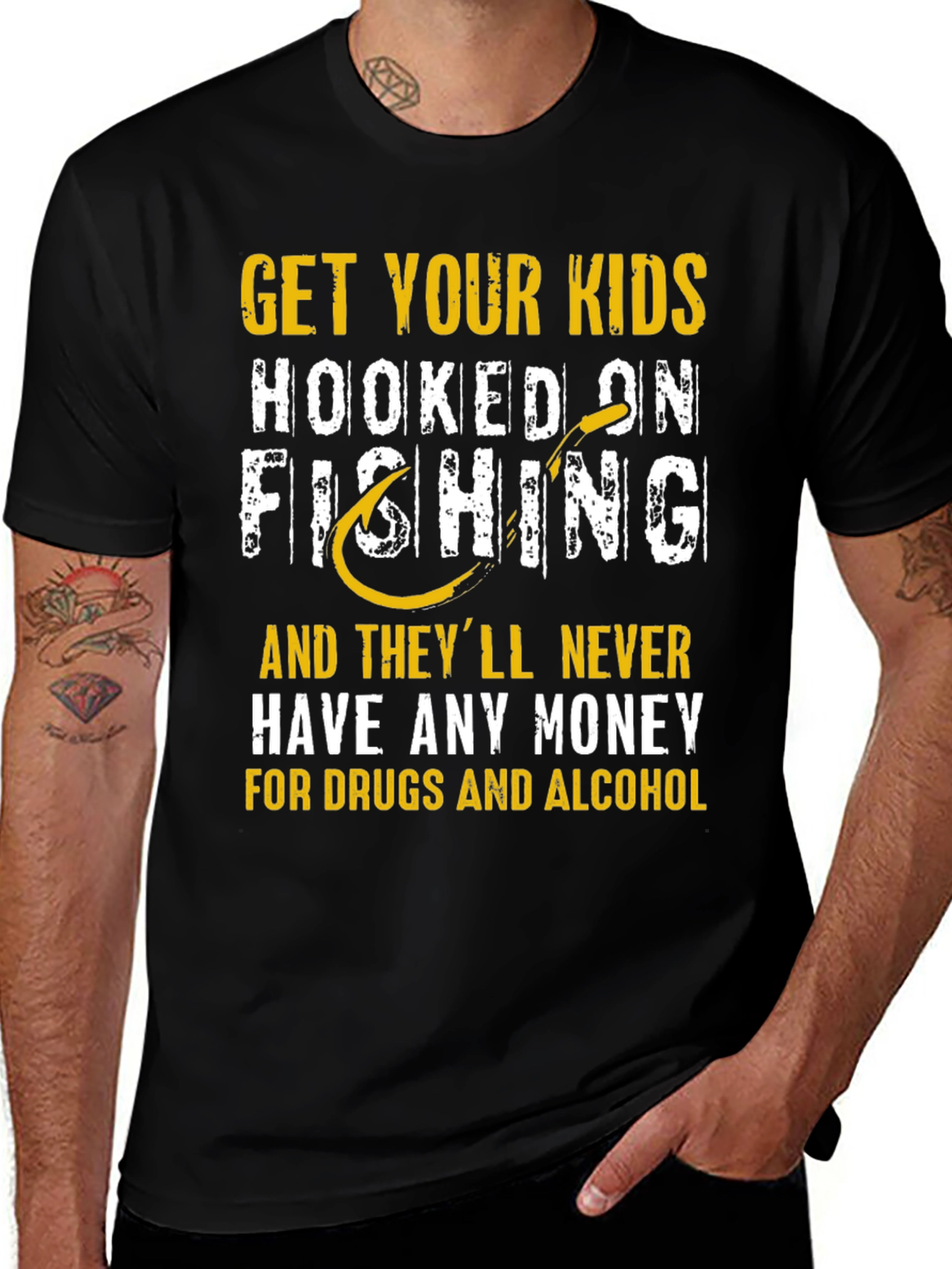 Variant 26 of Funny Fishing T-Shirt: Get Your Kids Hooked