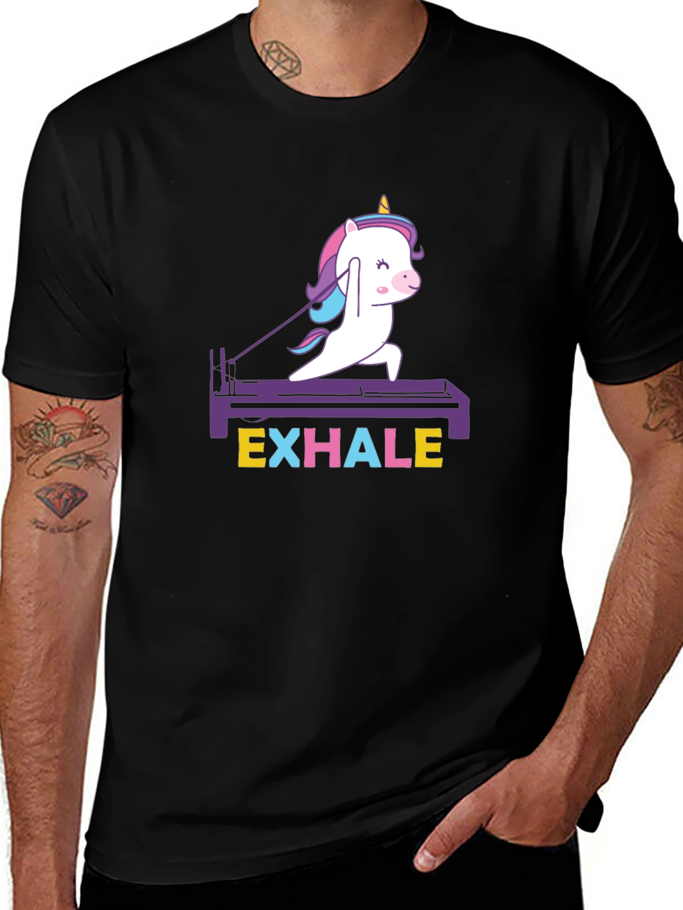Variant 12 of Unicorn Pilates Black T-Shirt - Exhale