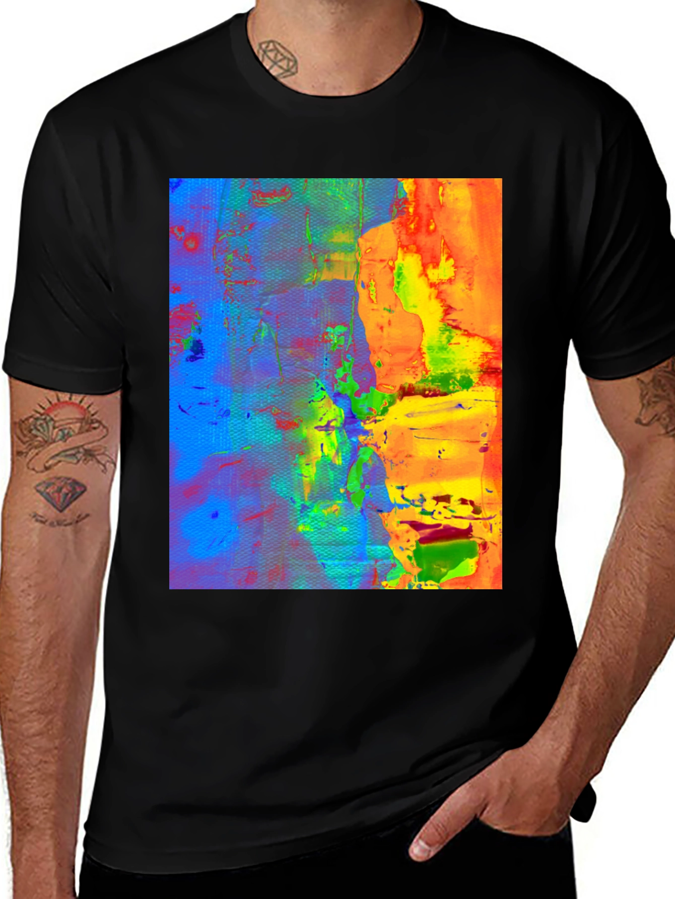 Variant 19 of Abstract Art Print Black T-Shirt