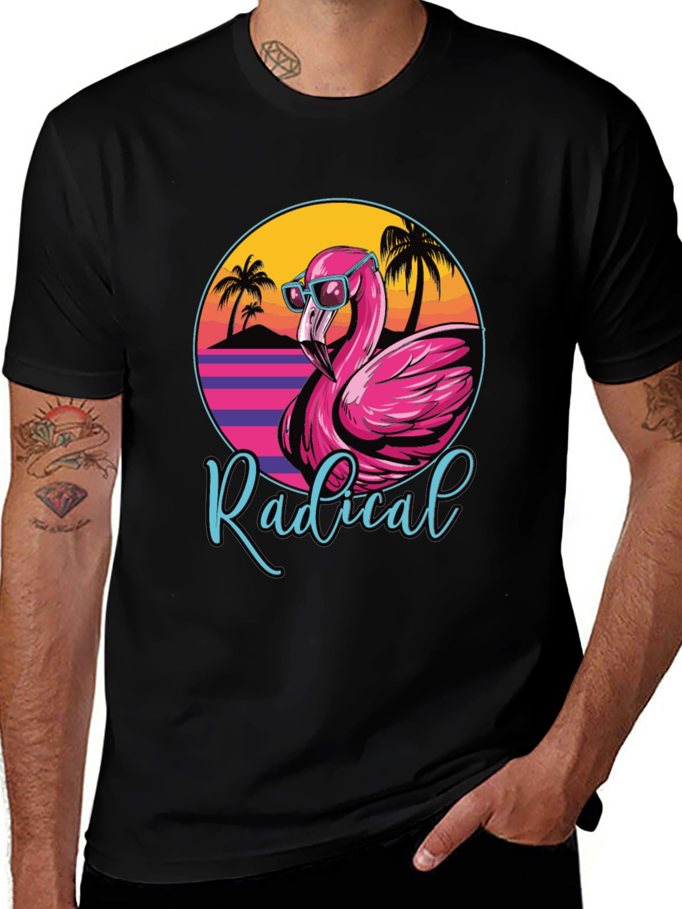 Variant 24 of Radical Flamingo Graphic Tee - Retro Summer Vibes