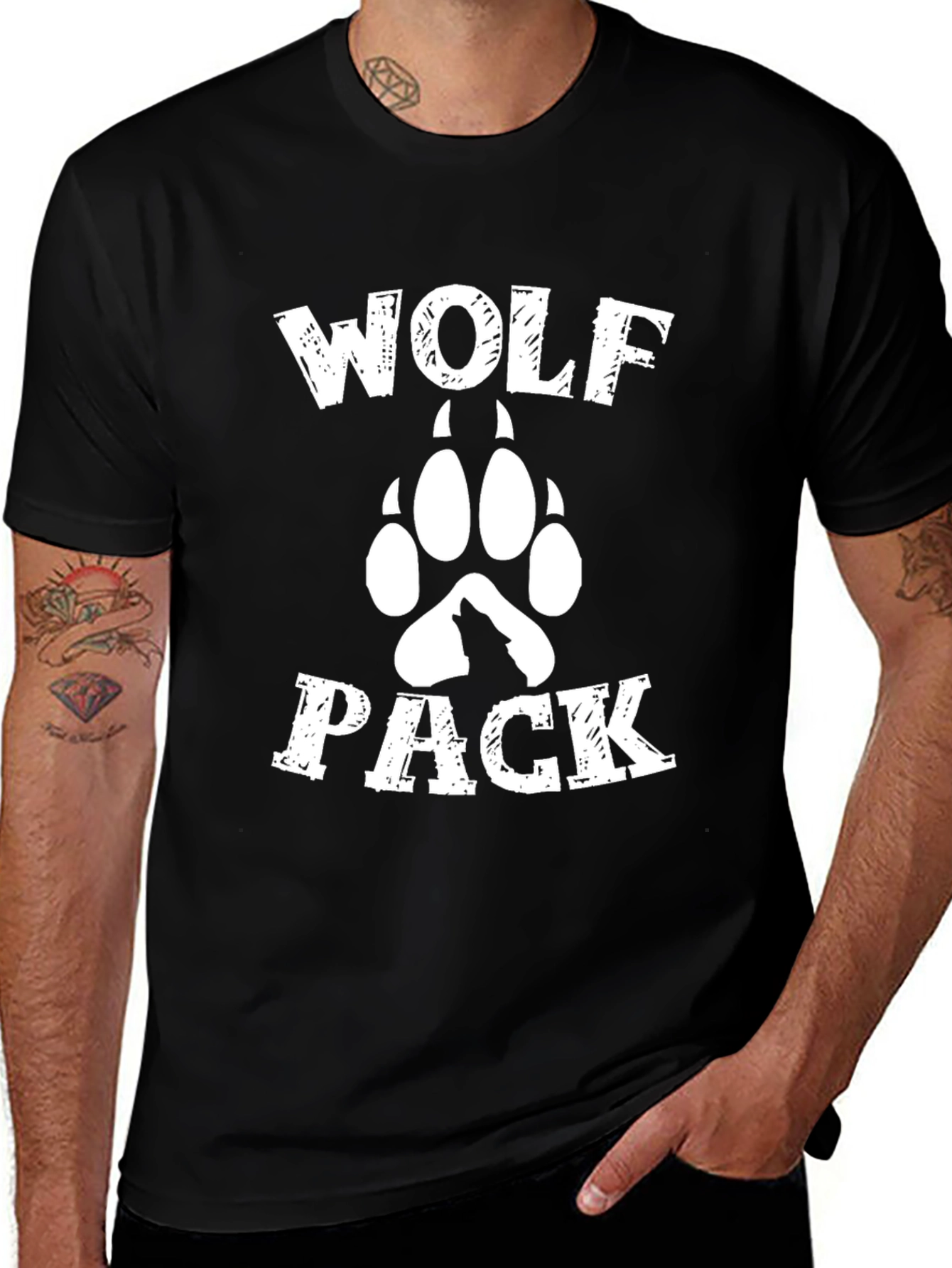 Variant 16 of Wolf Pack T-Shirt - Black Graphic Tee