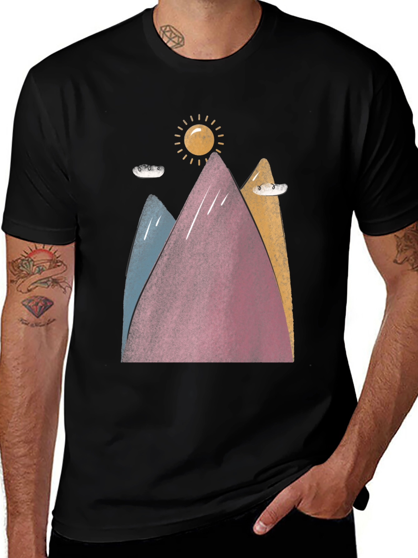 Variant 11 of Mountains Graphic Tee - Sun & Clouds T-Shirt