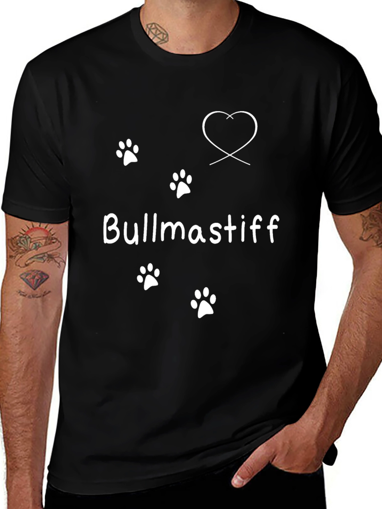 Variant 27 of Bullmastiff Dog Paw Print Heart T-Shirt