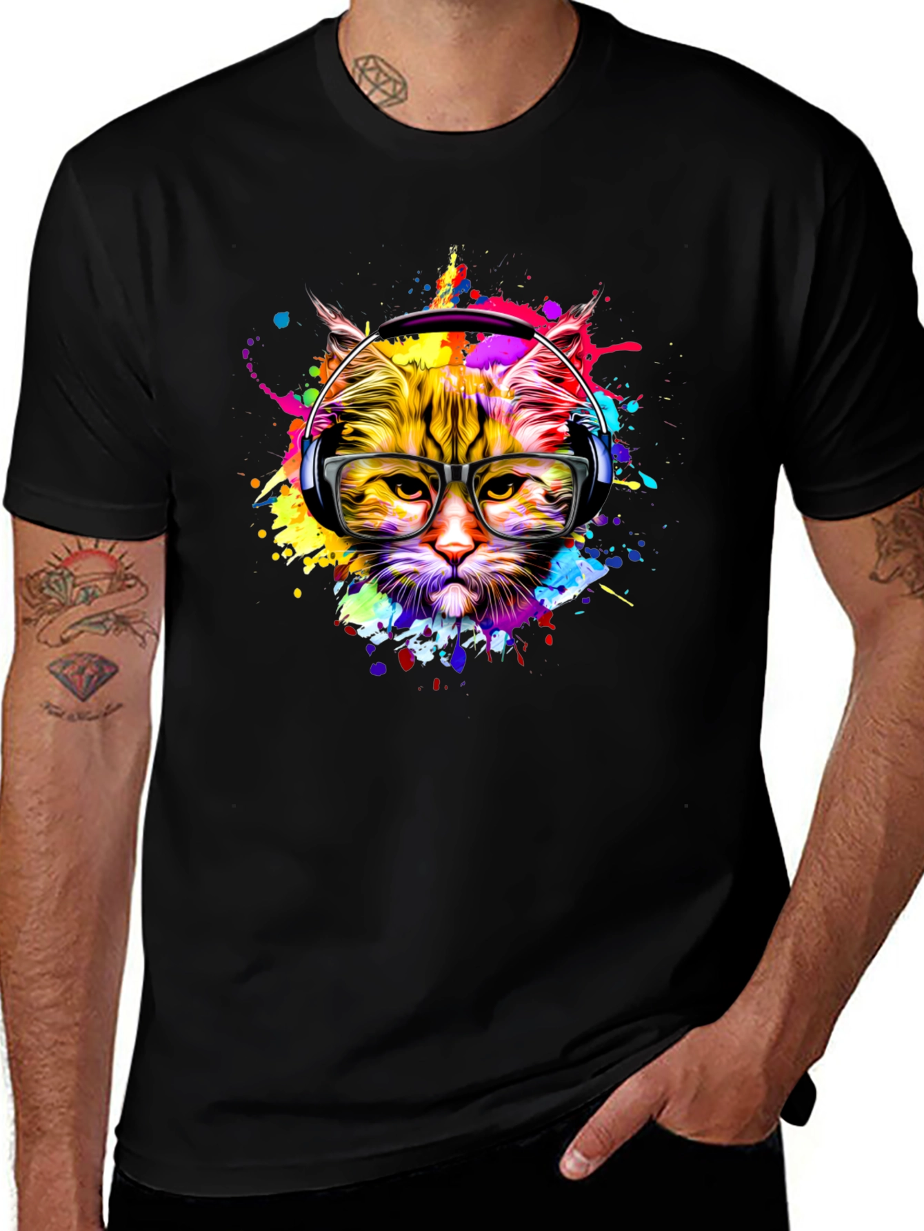 Variant 11 of Cool Cat in Headphones Graphic T-Shirt