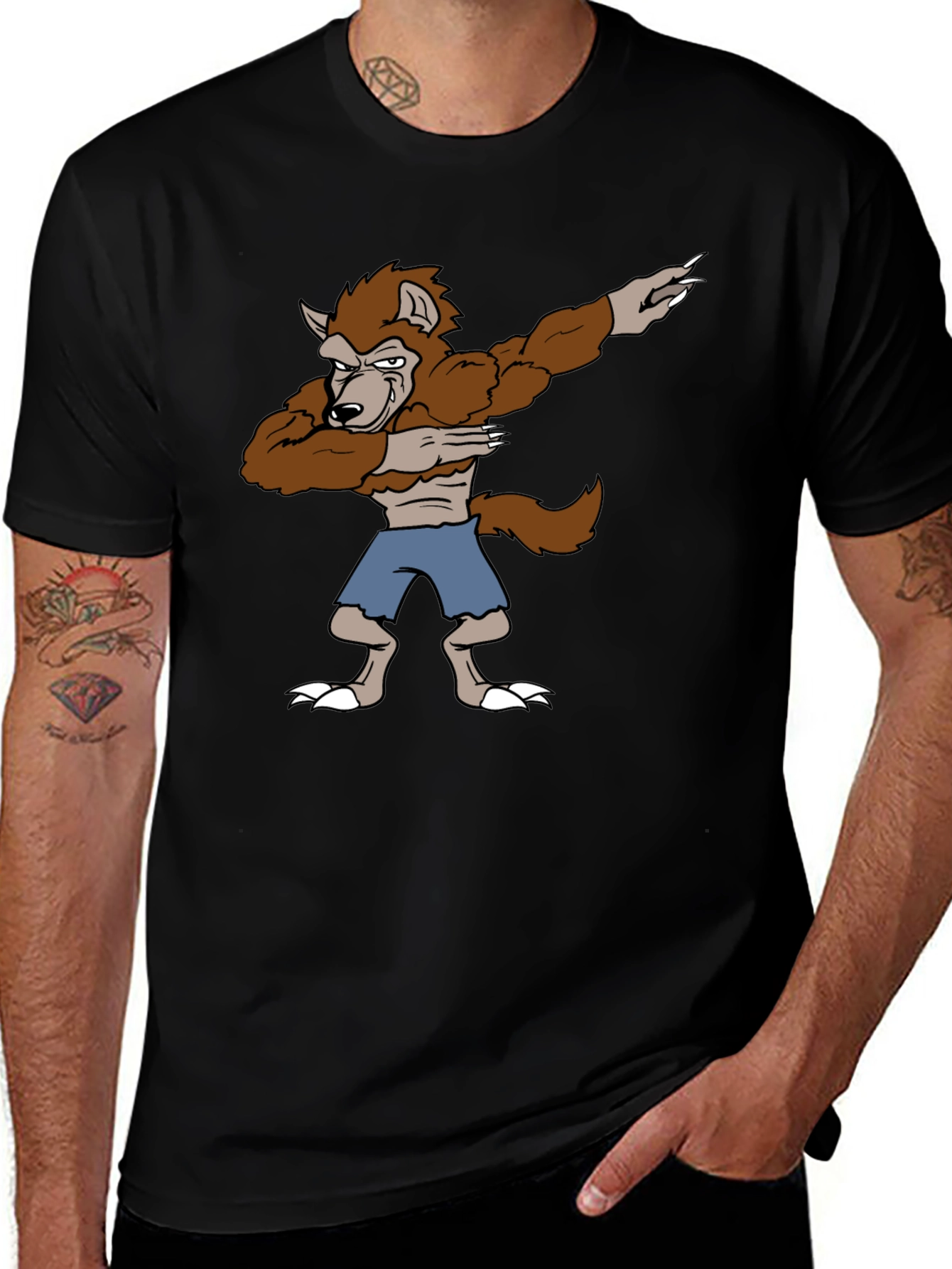Variant 11 of Dabbing Werewolf Graphic T-Shirt - Funny Halloween Tee