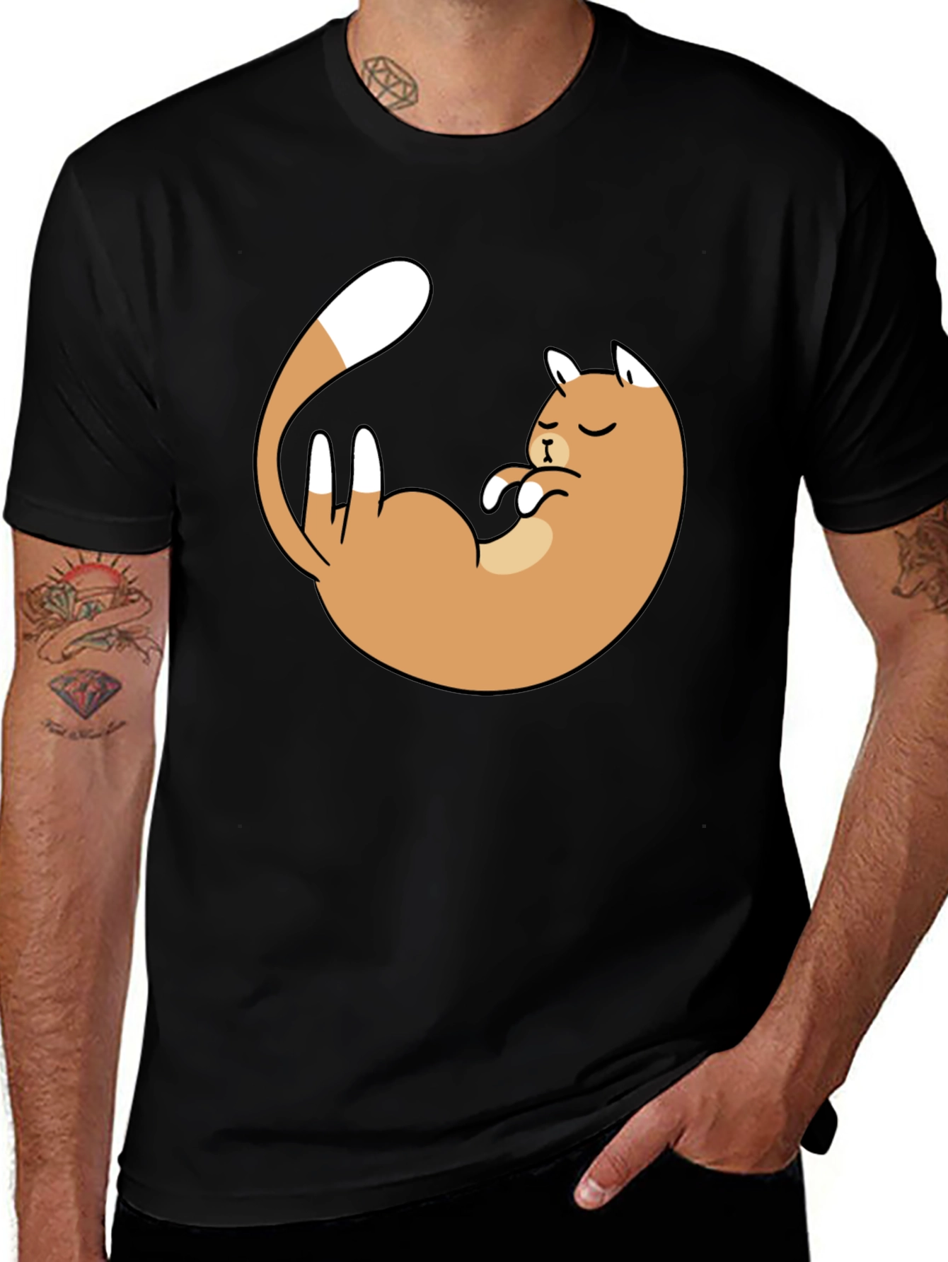 Variant 18 of Funny Cartoon Cat T-Shirt