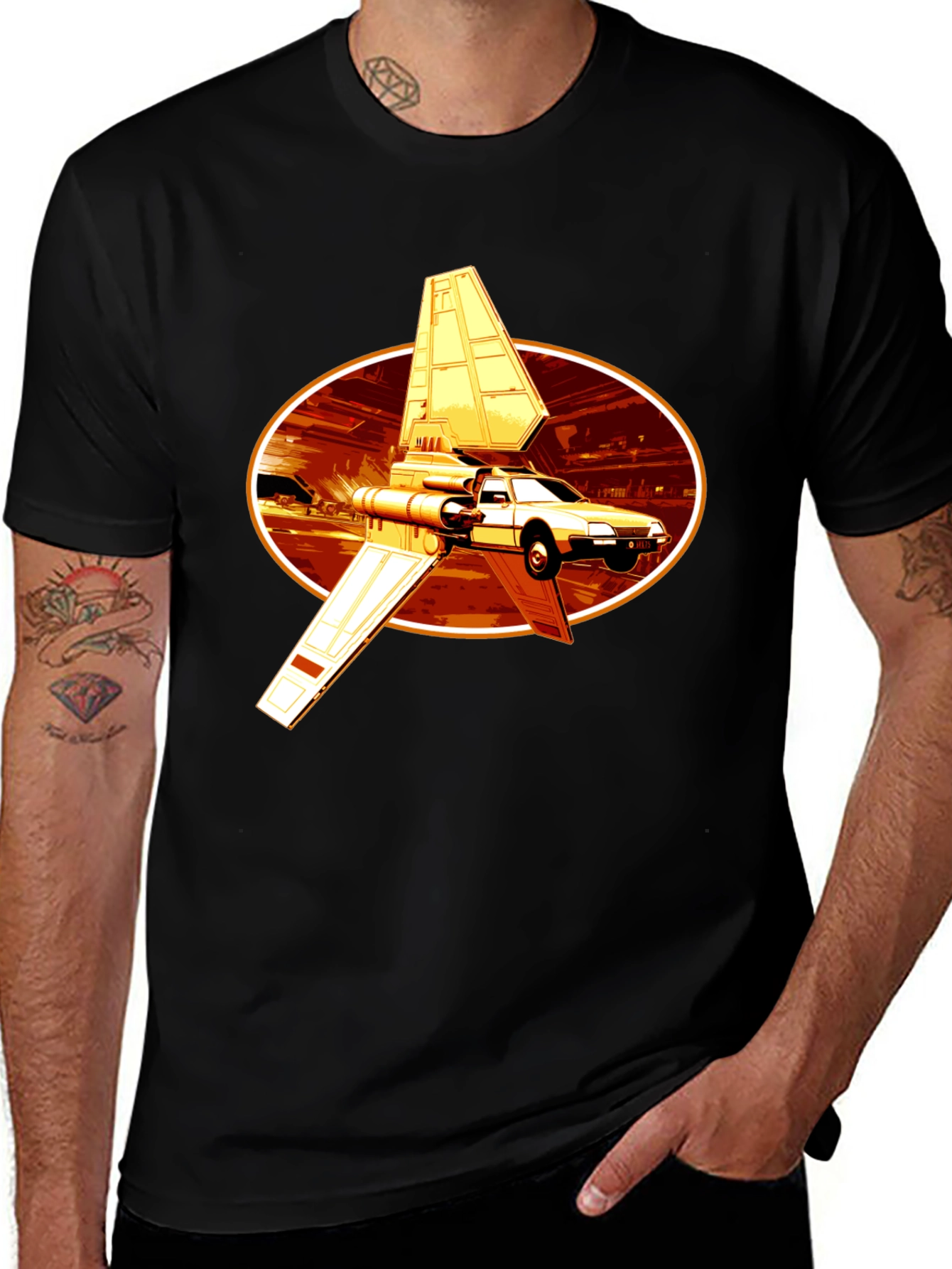Variant 19 of Sci-Fi Car T-Shirt - Black Graphic Tee