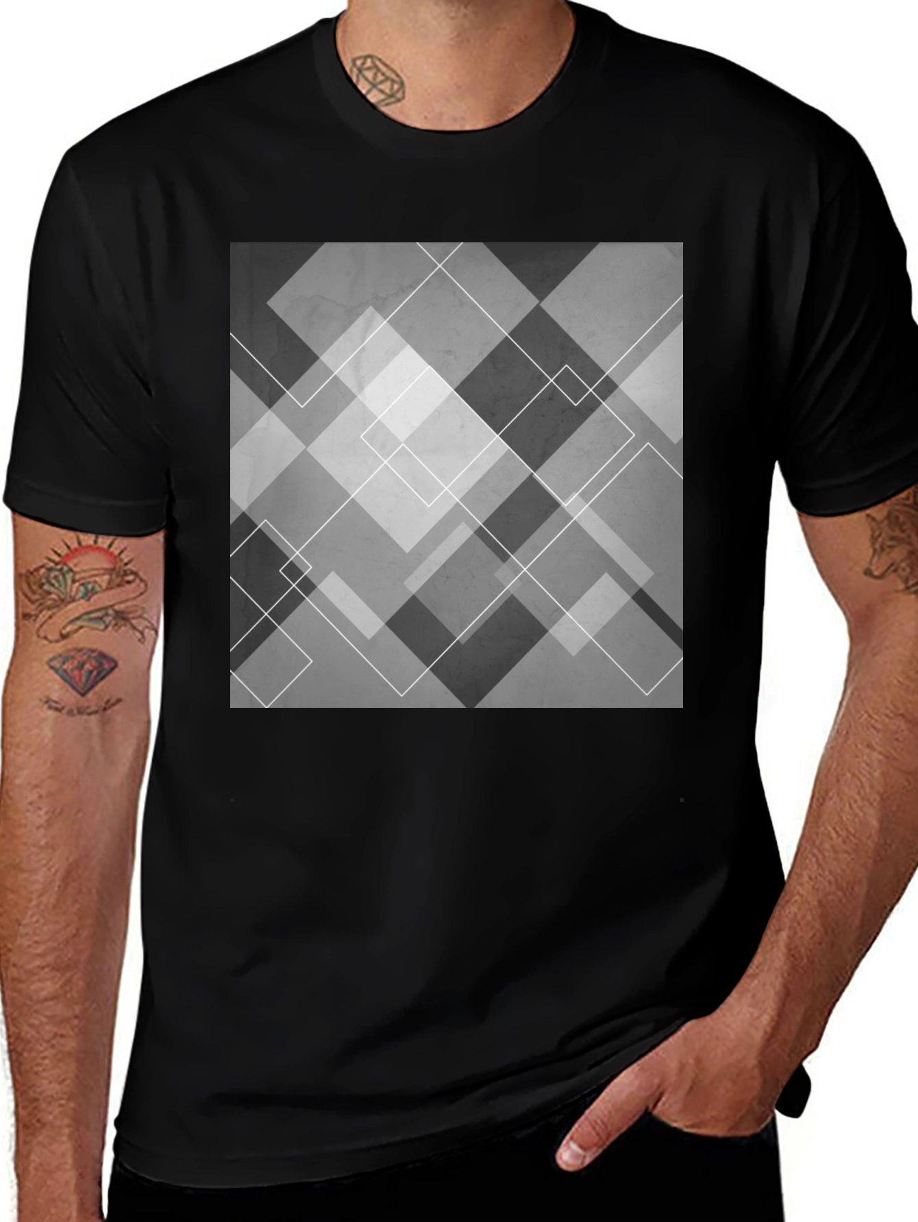 Variant 14 of Modern Geometric Black T-Shirt