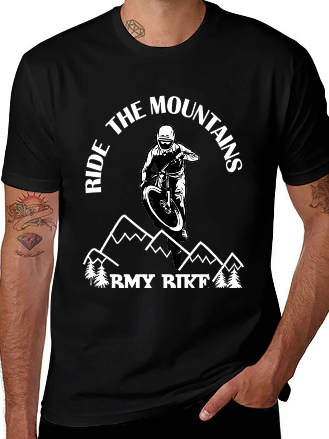 Black Ride the Mountains Graphic Tee main image