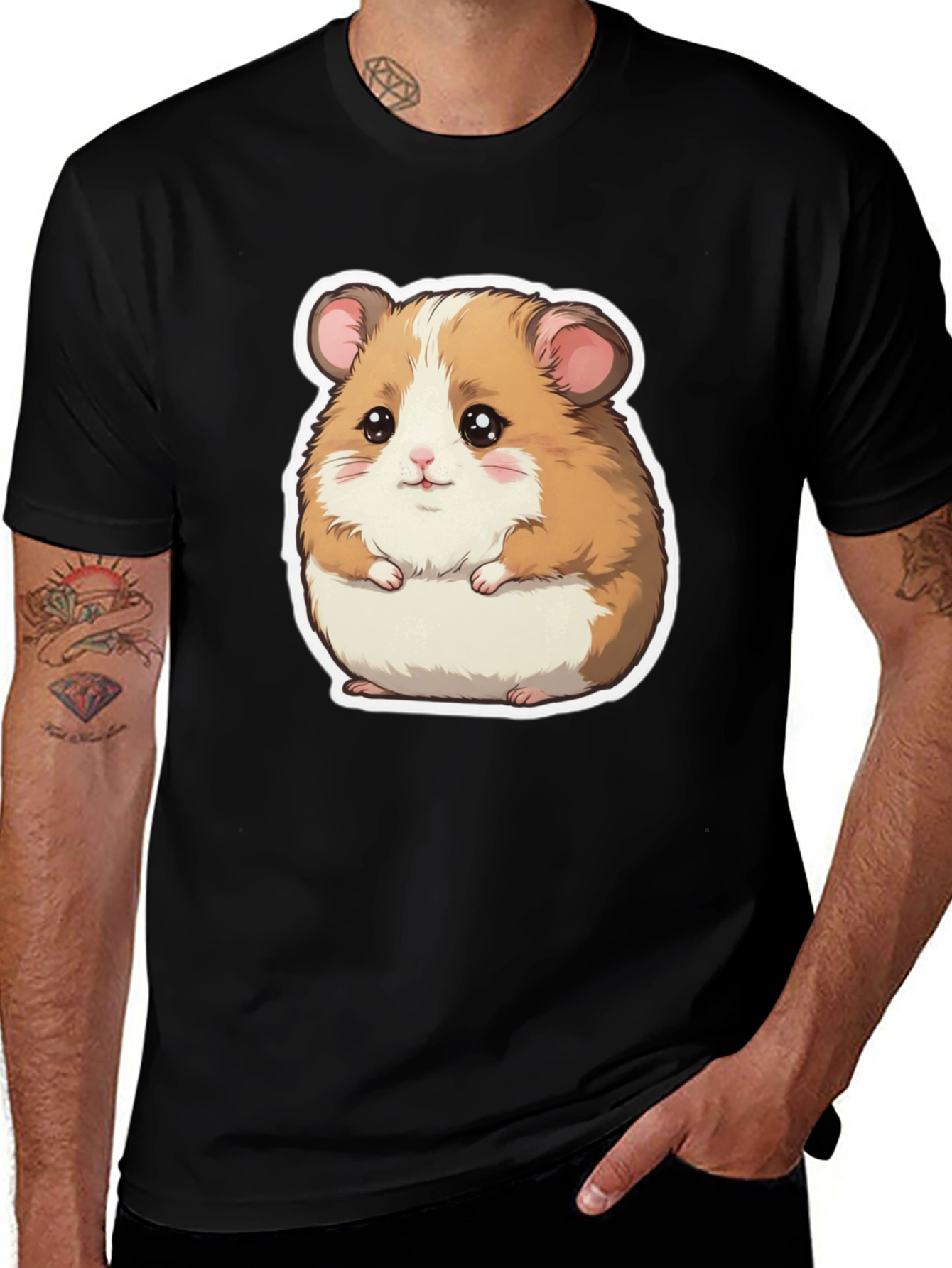 Variant 6 of Cute Hamster Graphic Tee - Unisex Black T-Shirt