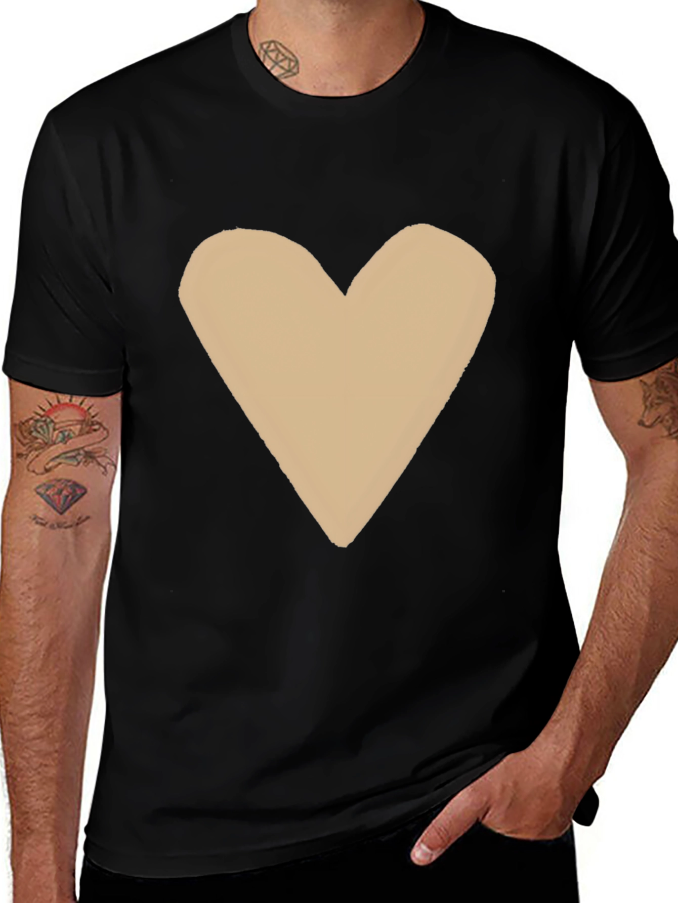 Variant 18 of Heart Graphic Tee - Casual Black T-Shirt
