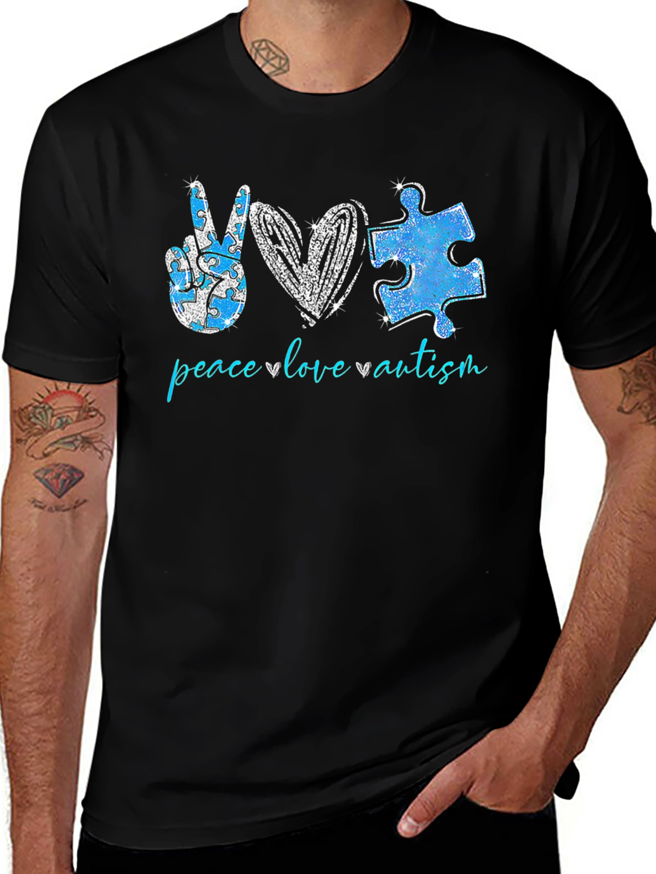 Variant 6 of Peace Love Autism T-Shirt