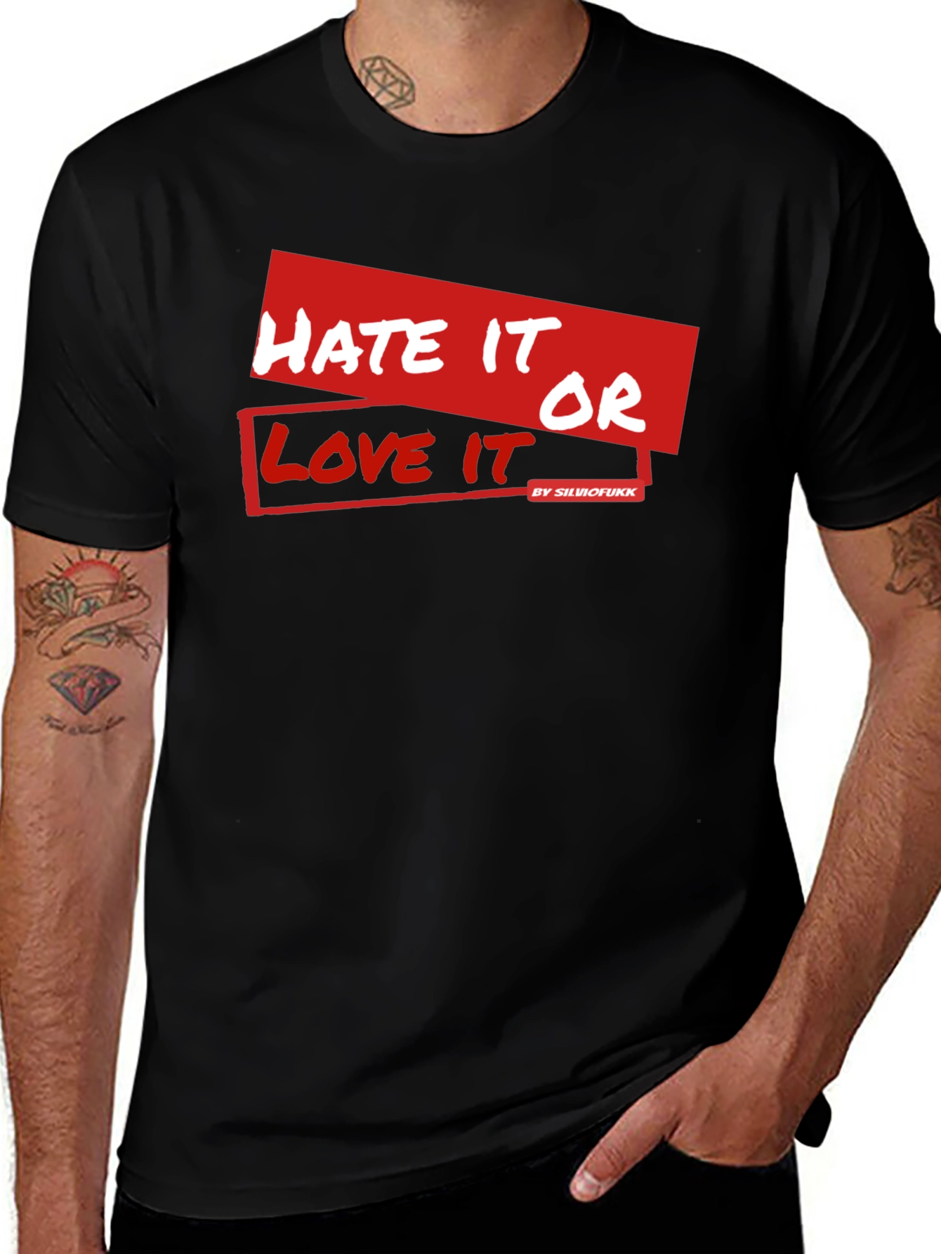 Variant 9 of Hate It Or Love It Graphic Tee - Black
