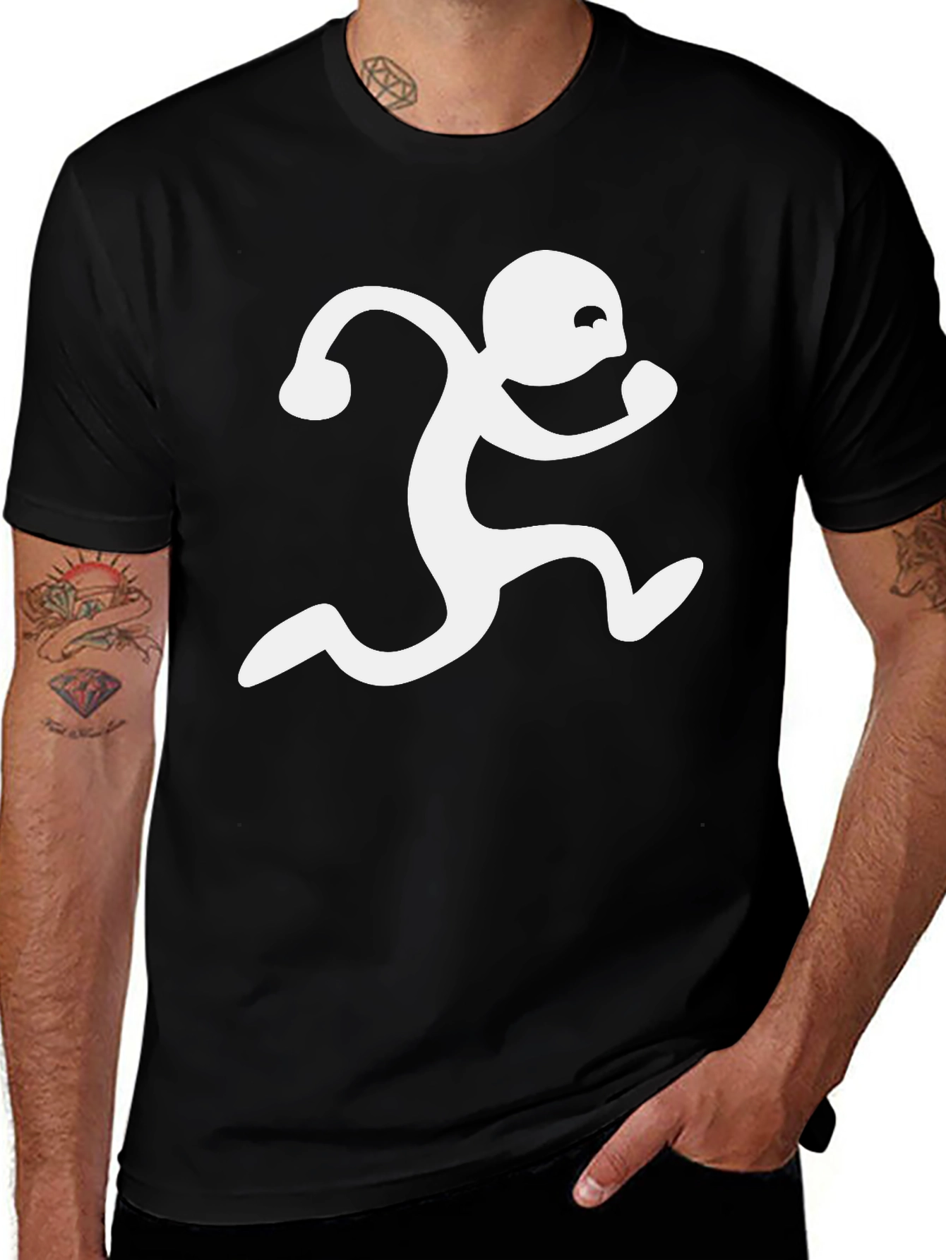 Variant 3 of Black T-Shirt with Running Man Graphic