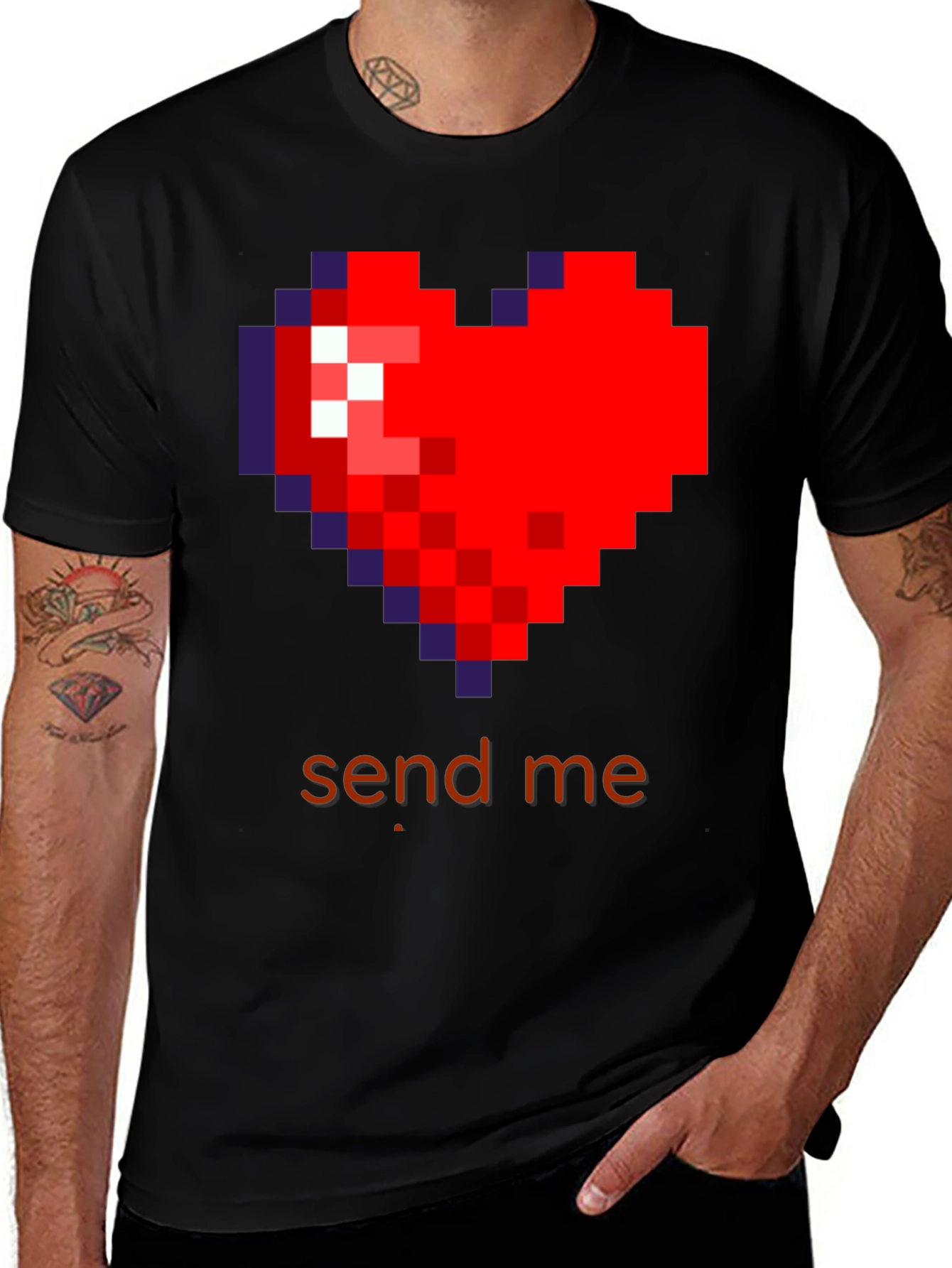Pixel Heart Send Me T-Shirt - Gamer Love Tee