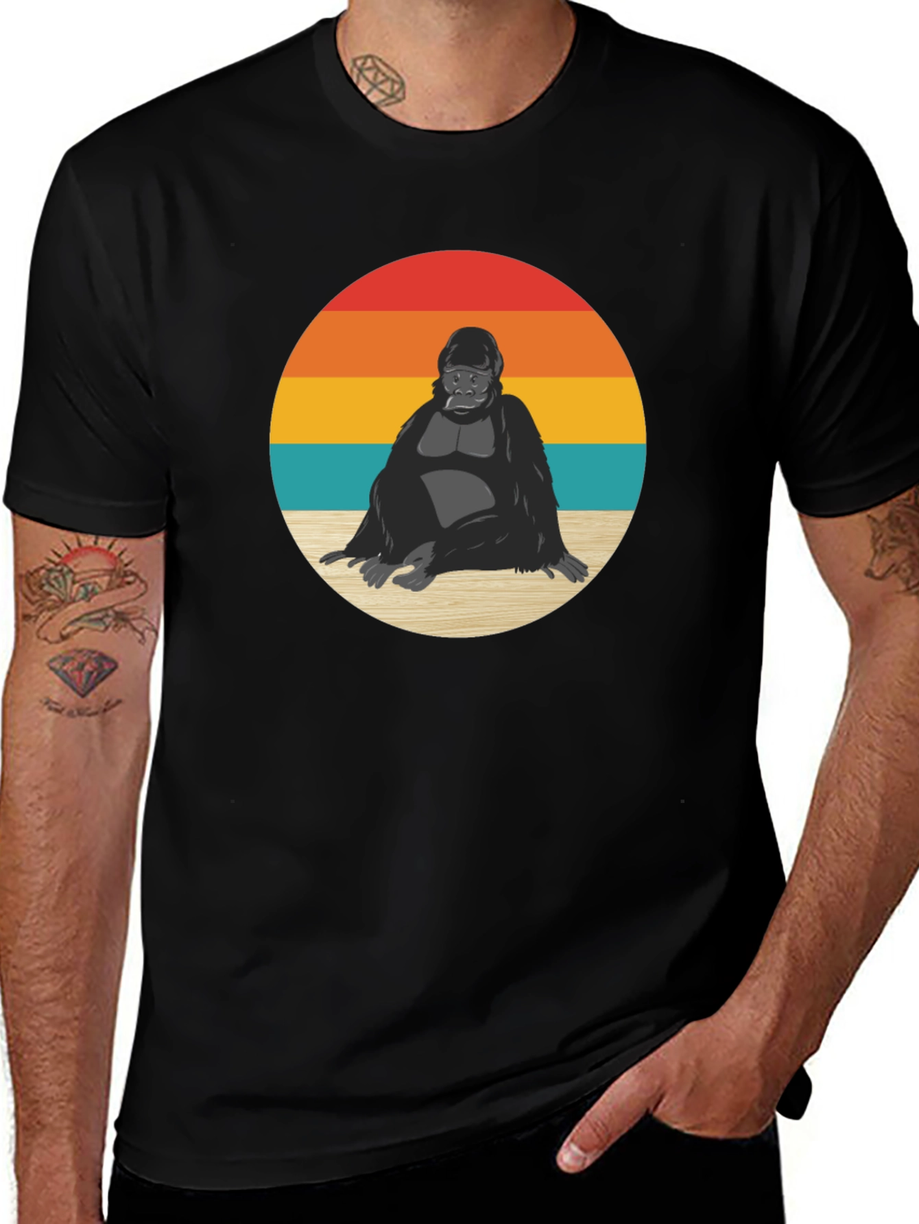 Variant 8 of Retro Gorilla Sunset Graphic T-Shirt