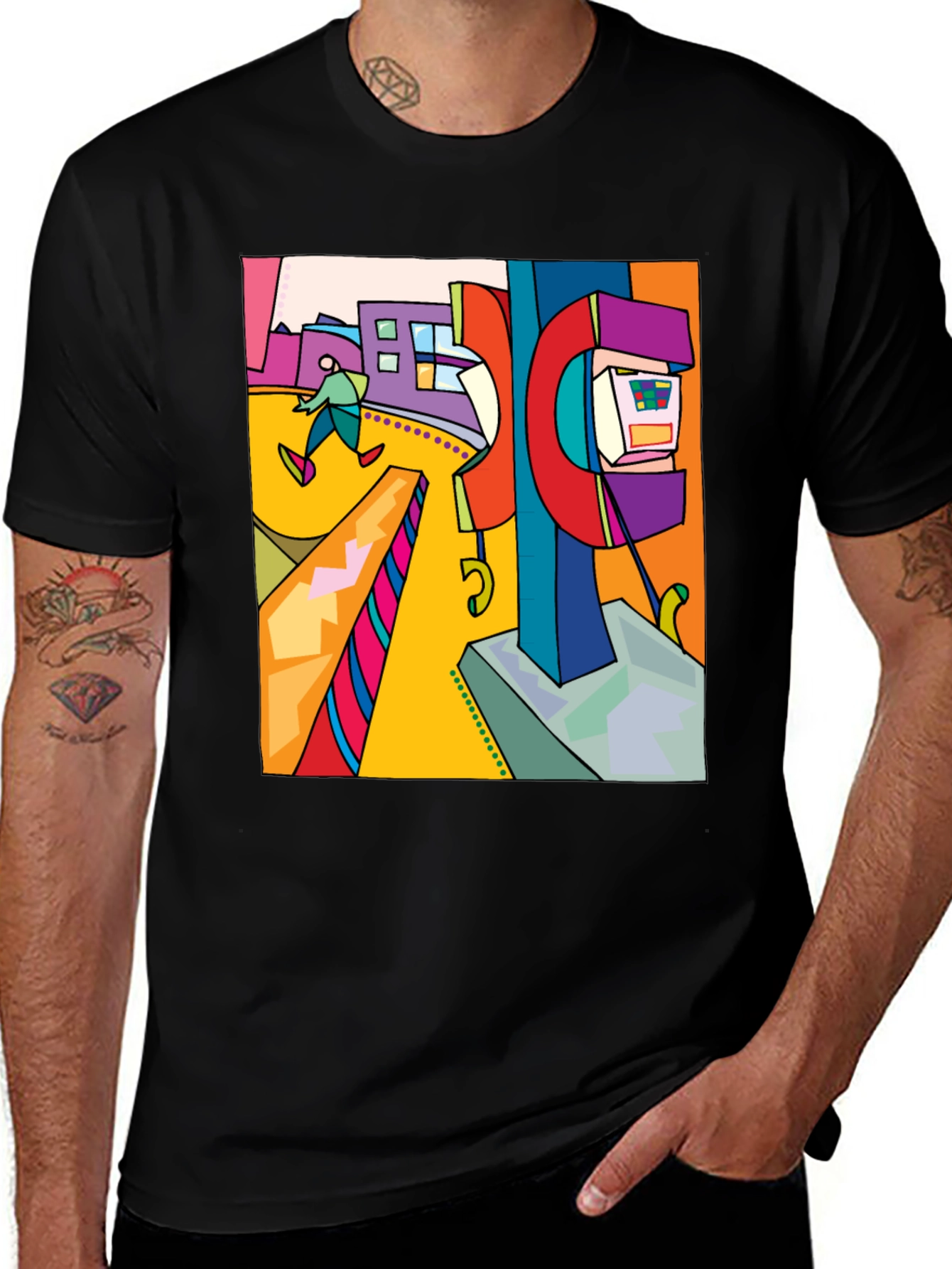 Variant 16 of Abstract Graphic Print Black T-Shirt