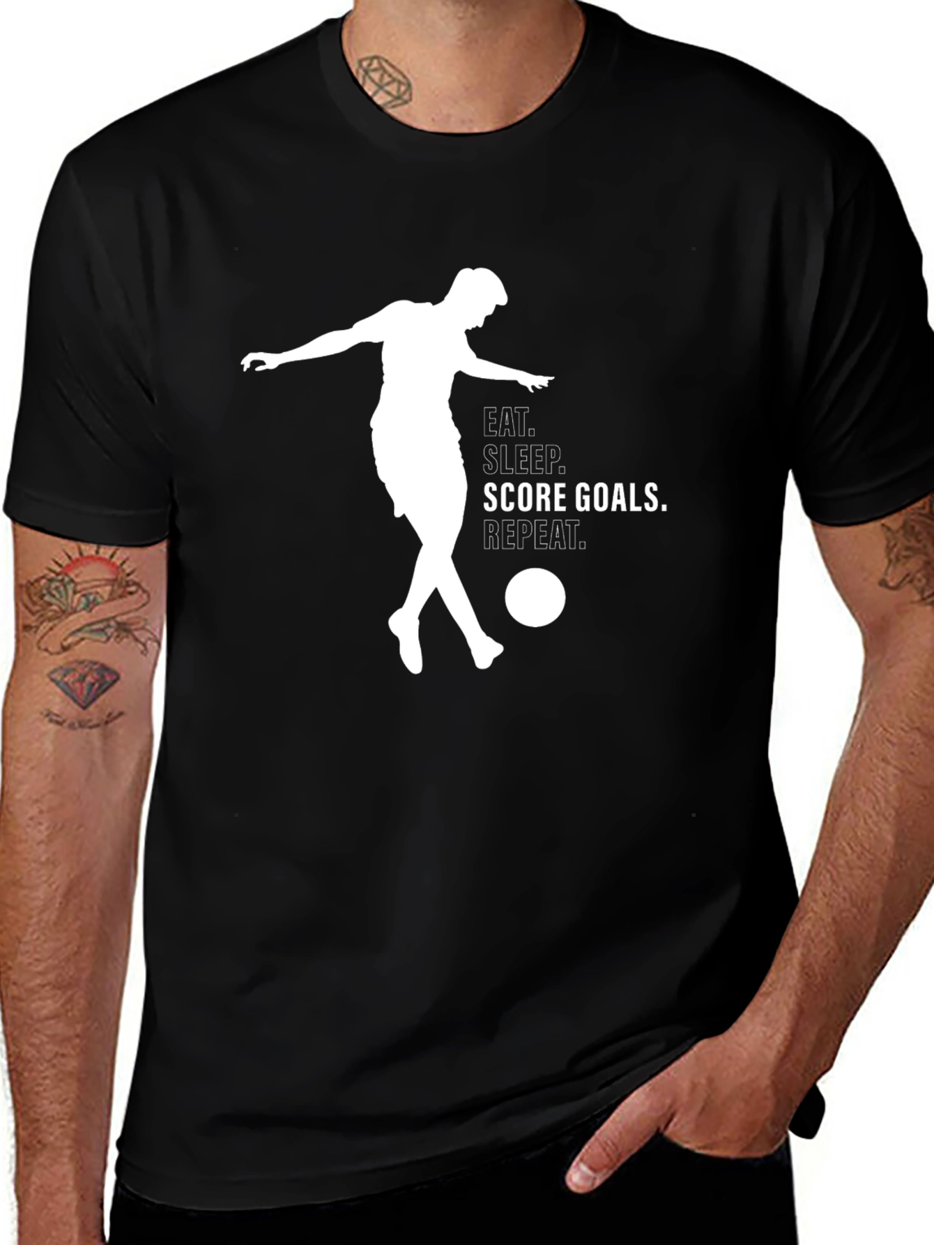 Variant 12 of Eat Sleep Score Goals T-Shirt - Soccer Player Graphic Tee