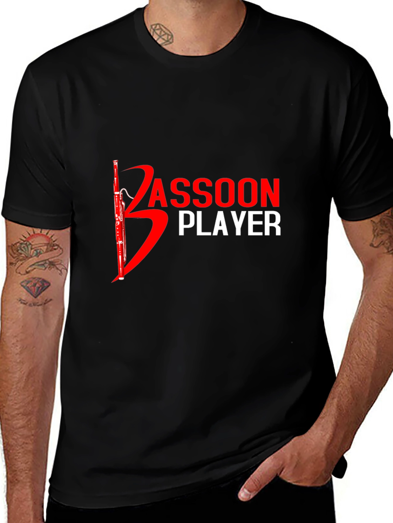 Variant 3 of Bassoon Player Graphic T-Shirt - Black