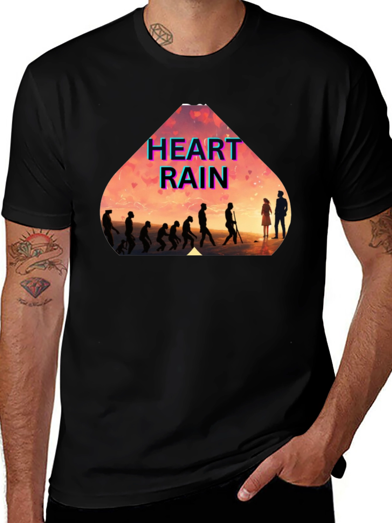 Variant 15 of Heart Rain Evolution Black T-Shirt