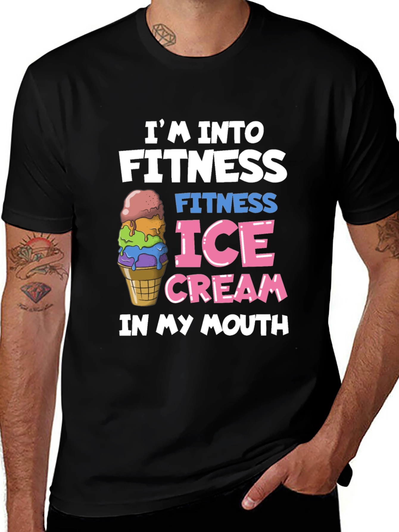 Variant 30 of Fitness Ice Cream Black T-Shirt